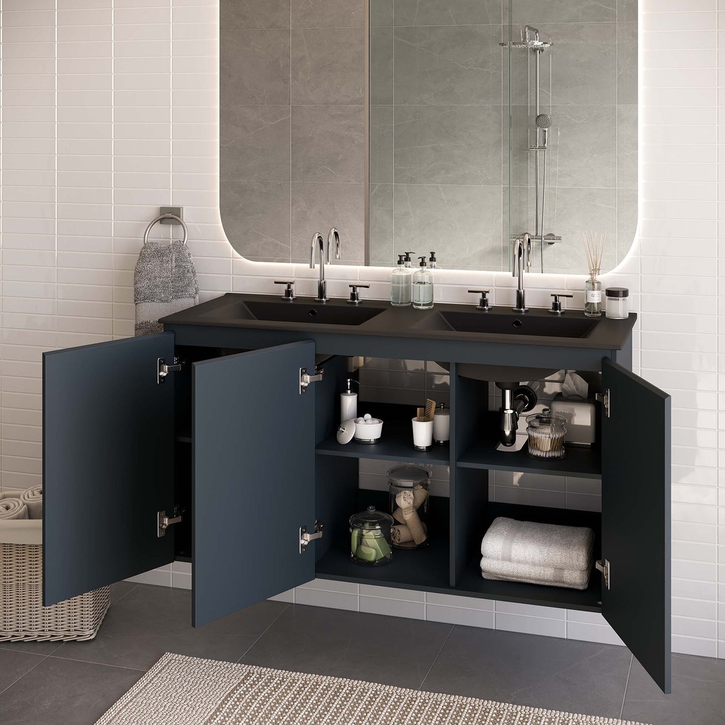 Bryn 48" Wall-Mount Double Sink Bathroom Vanity