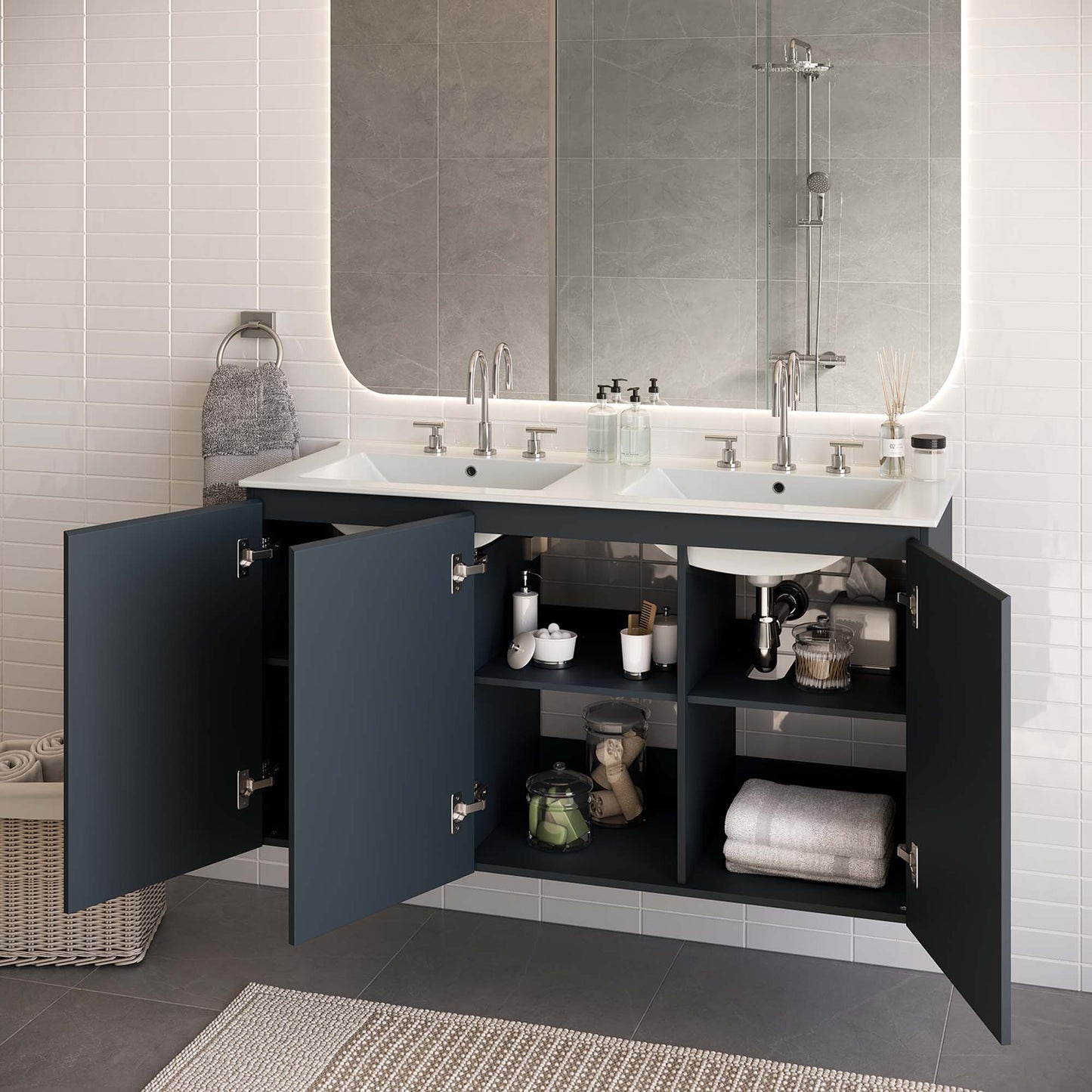 Bryn 48" Wall-Mount Double Sink Bathroom Vanity