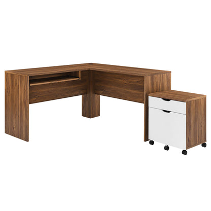 Envision Wood Desk and File Cabinet Set