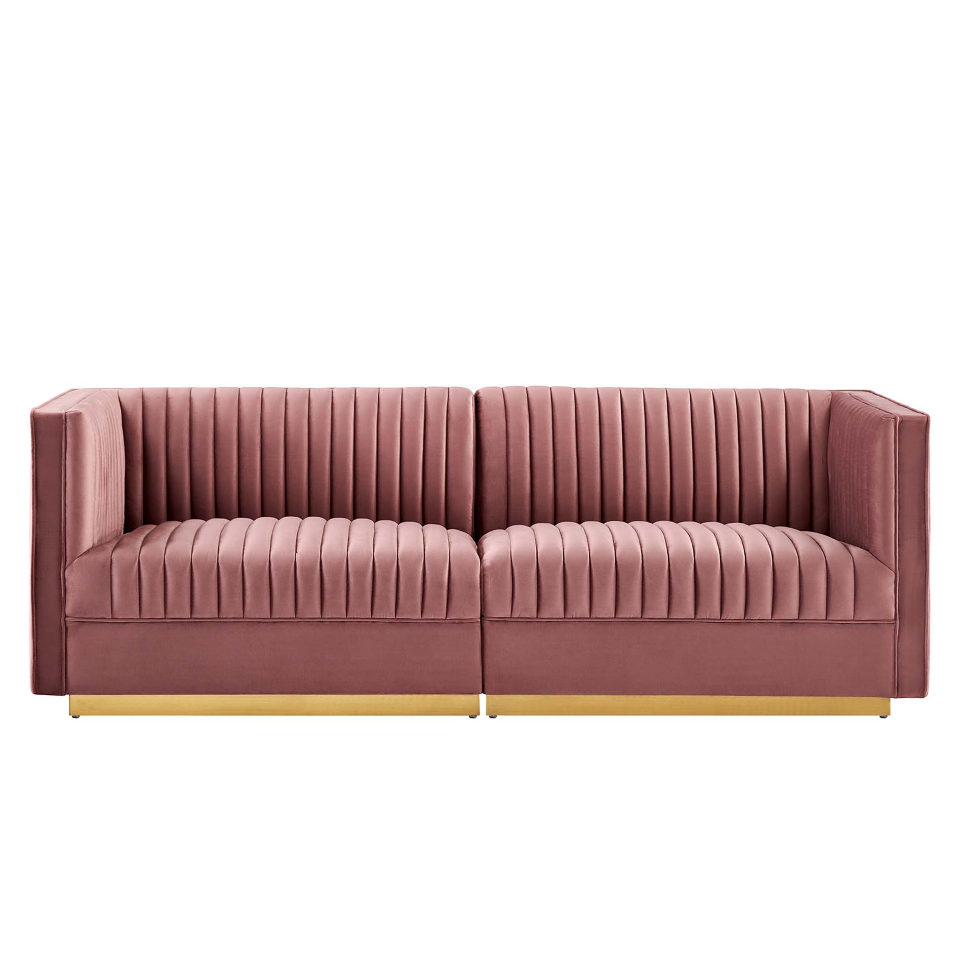 Sanguine Channel Tufted Performance Velvet Modular Sectional Sofa Loveseat