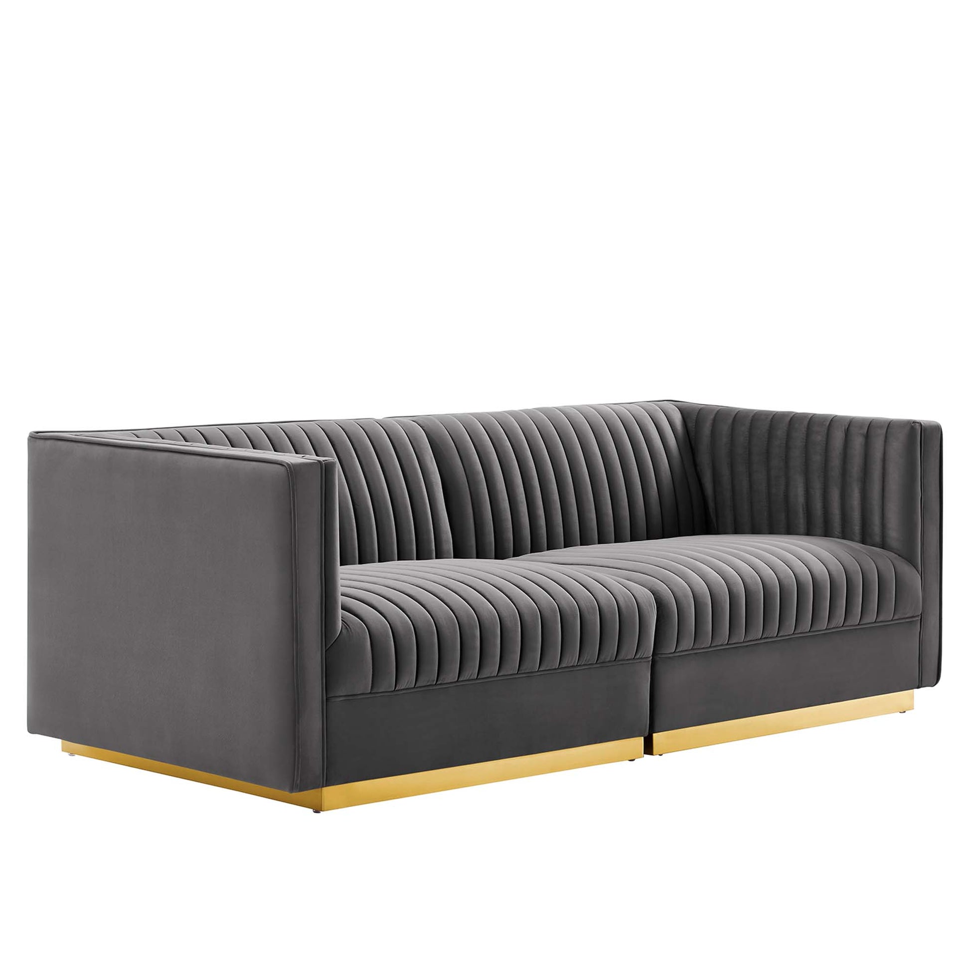 Sanguine Channel Tufted Performance Velvet Modular Sectional Sofa Loveseat