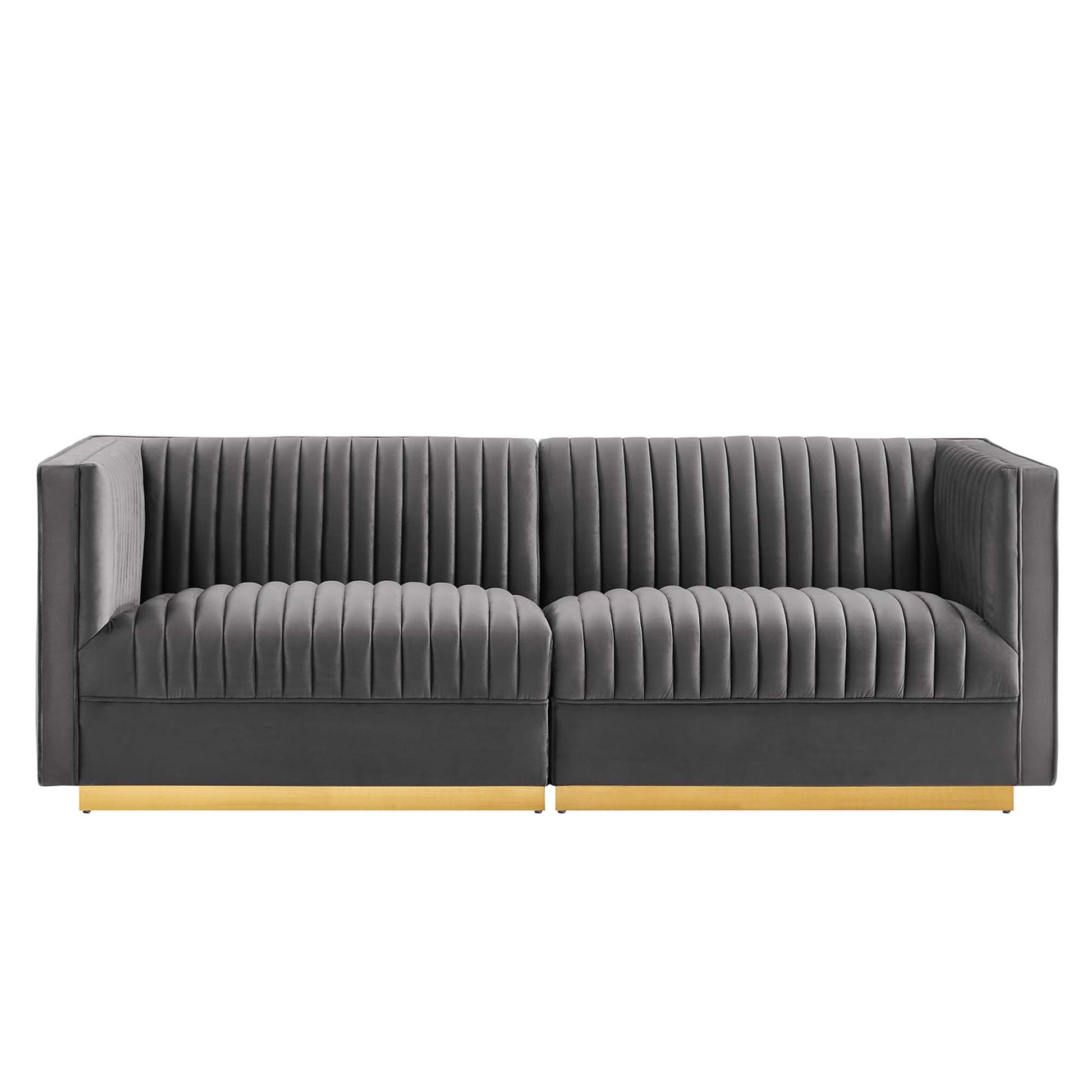 Sanguine Channel Tufted Performance Velvet Modular Sectional Sofa Loveseat