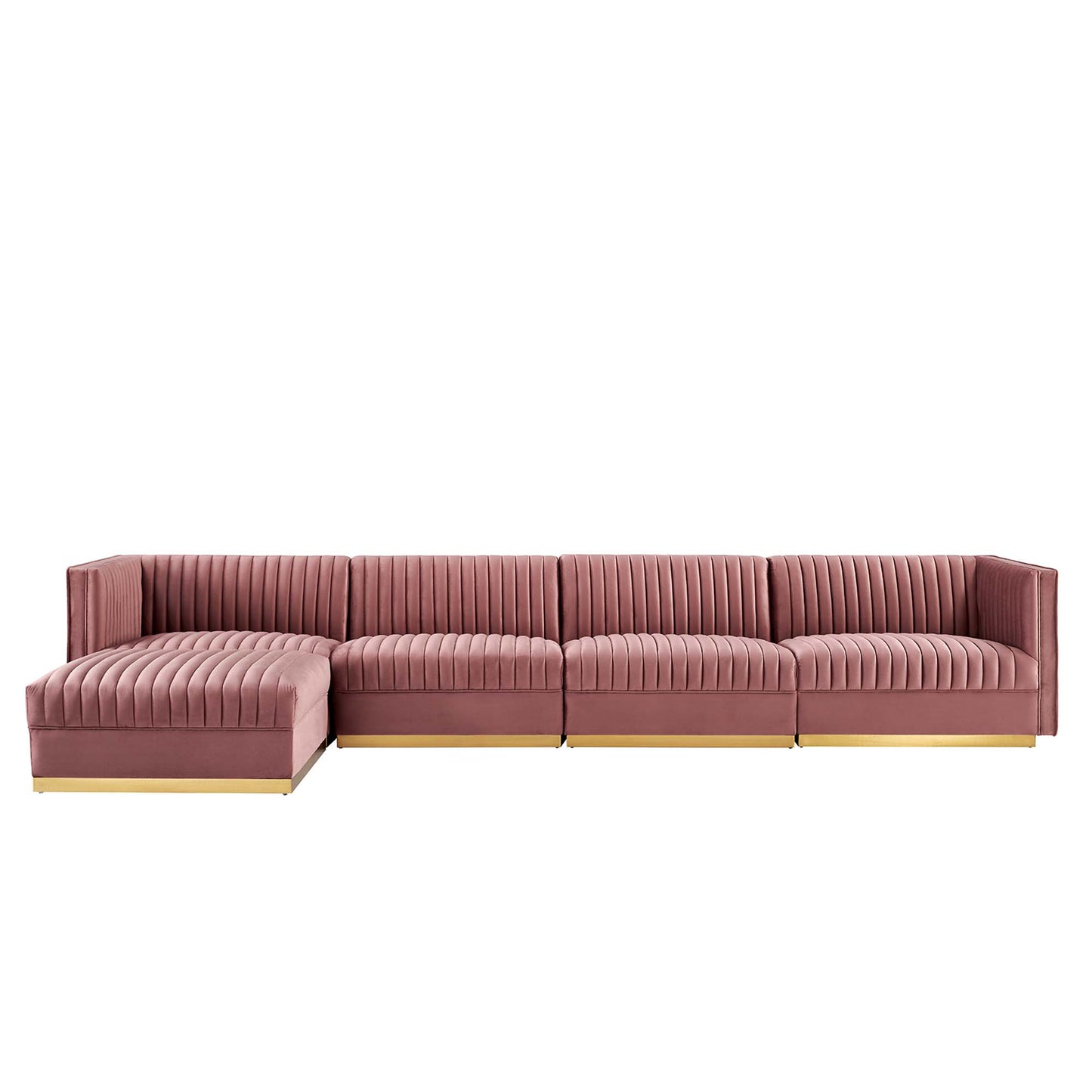 Sanguine Channel Tufted Performance Velvet 5-Piece Modular Sectional Sofa