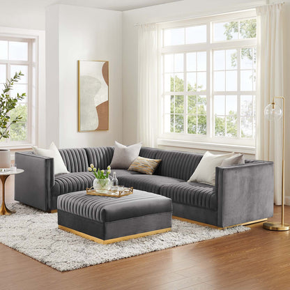 Sanguine Channel Tufted Performance Velvet 5-Piece Left-Facing Modular Sectional Sofa