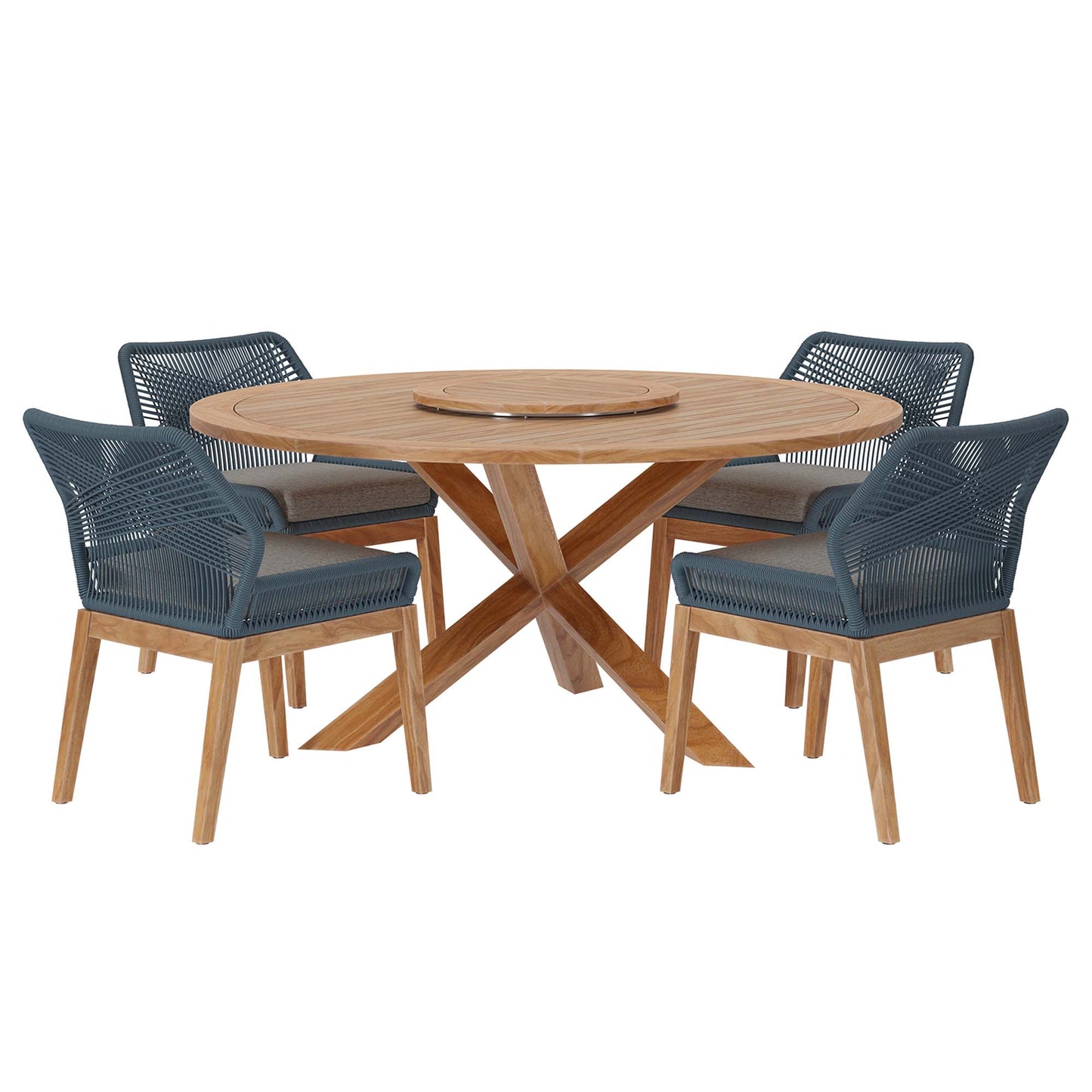 Wellspring 5-Piece Outdoor Patio Teak Wood Dining Set