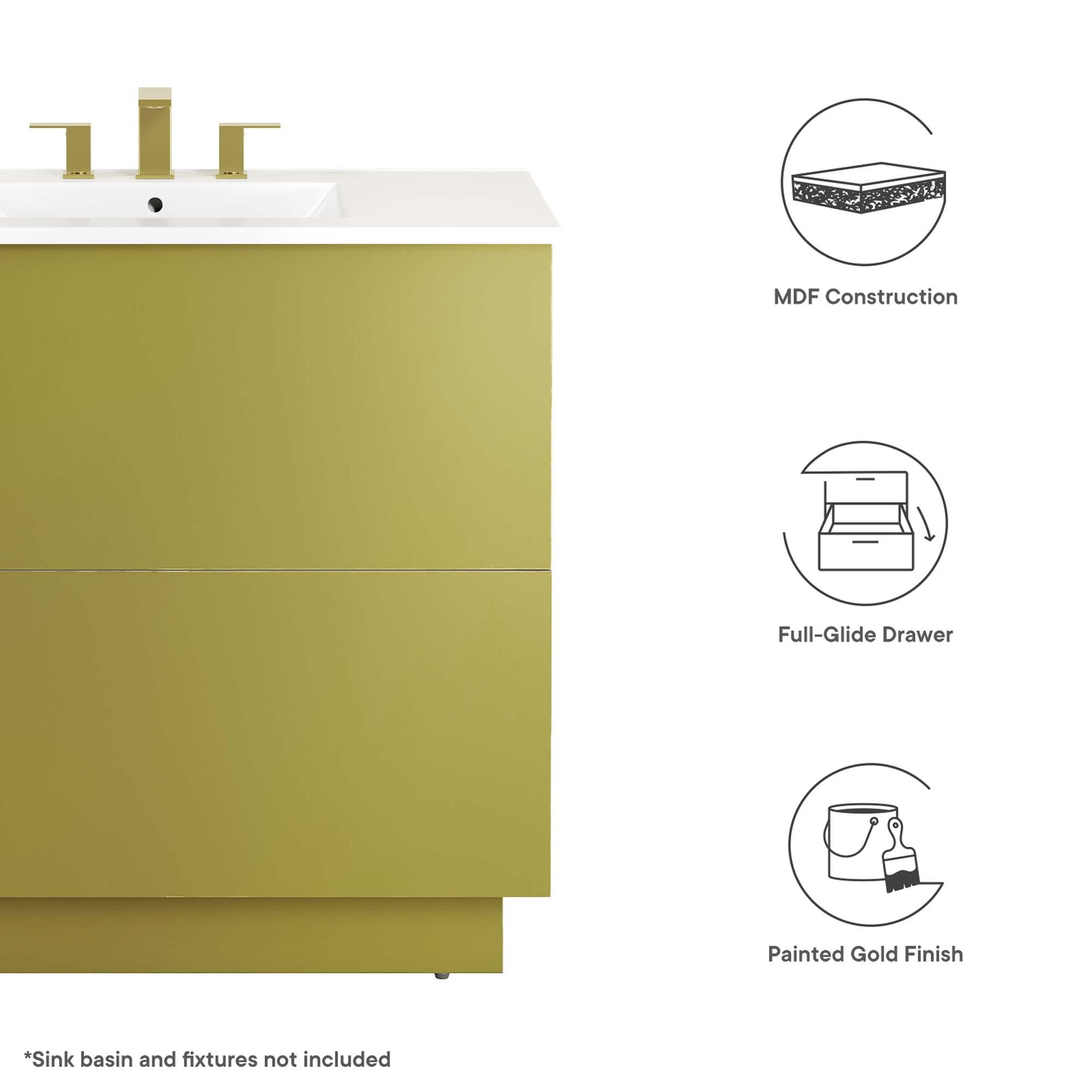 Quantum 36" Bathroom Vanity Cabinet (Sink Basin Not Included)