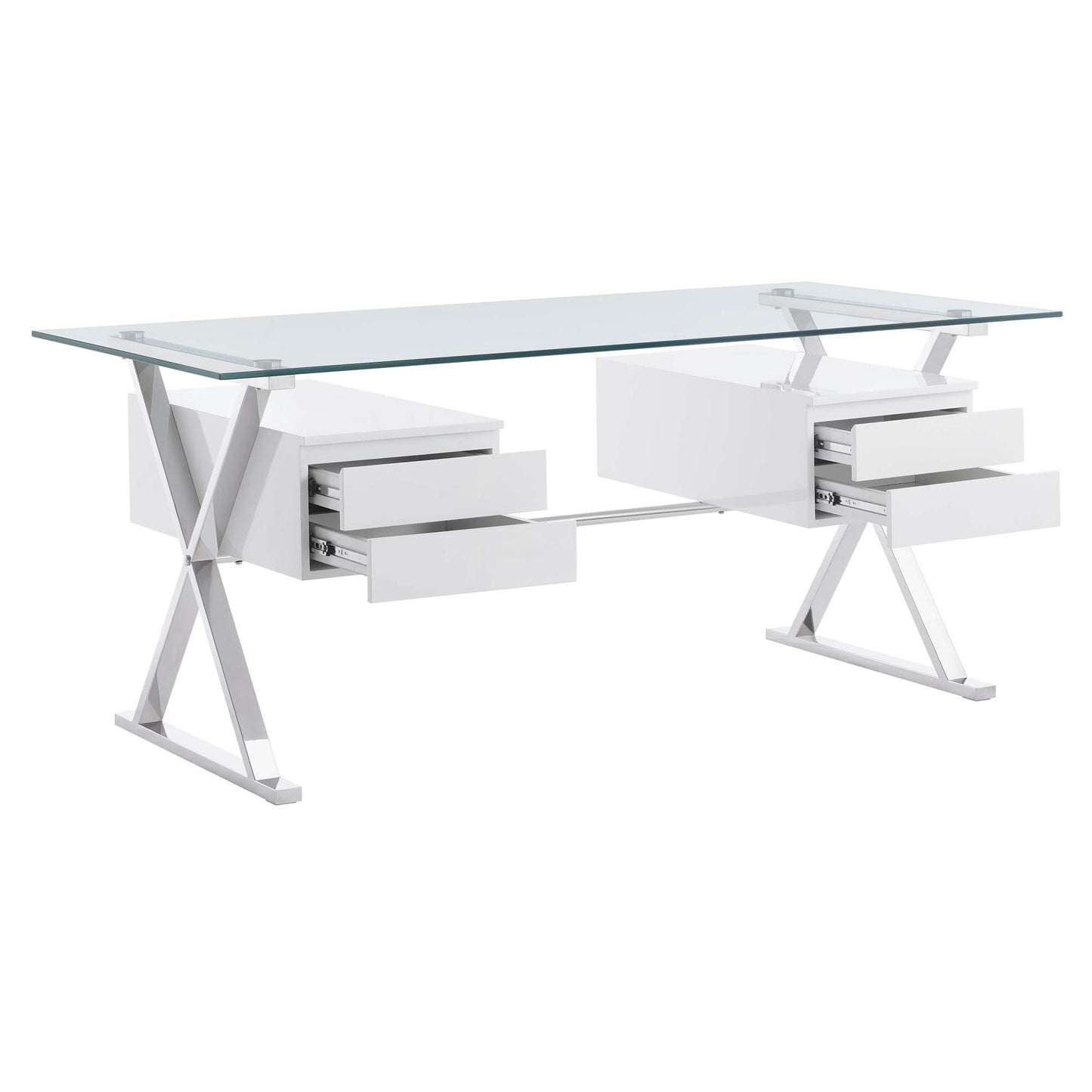 Sector 71" Glass Top Glass Office Desk