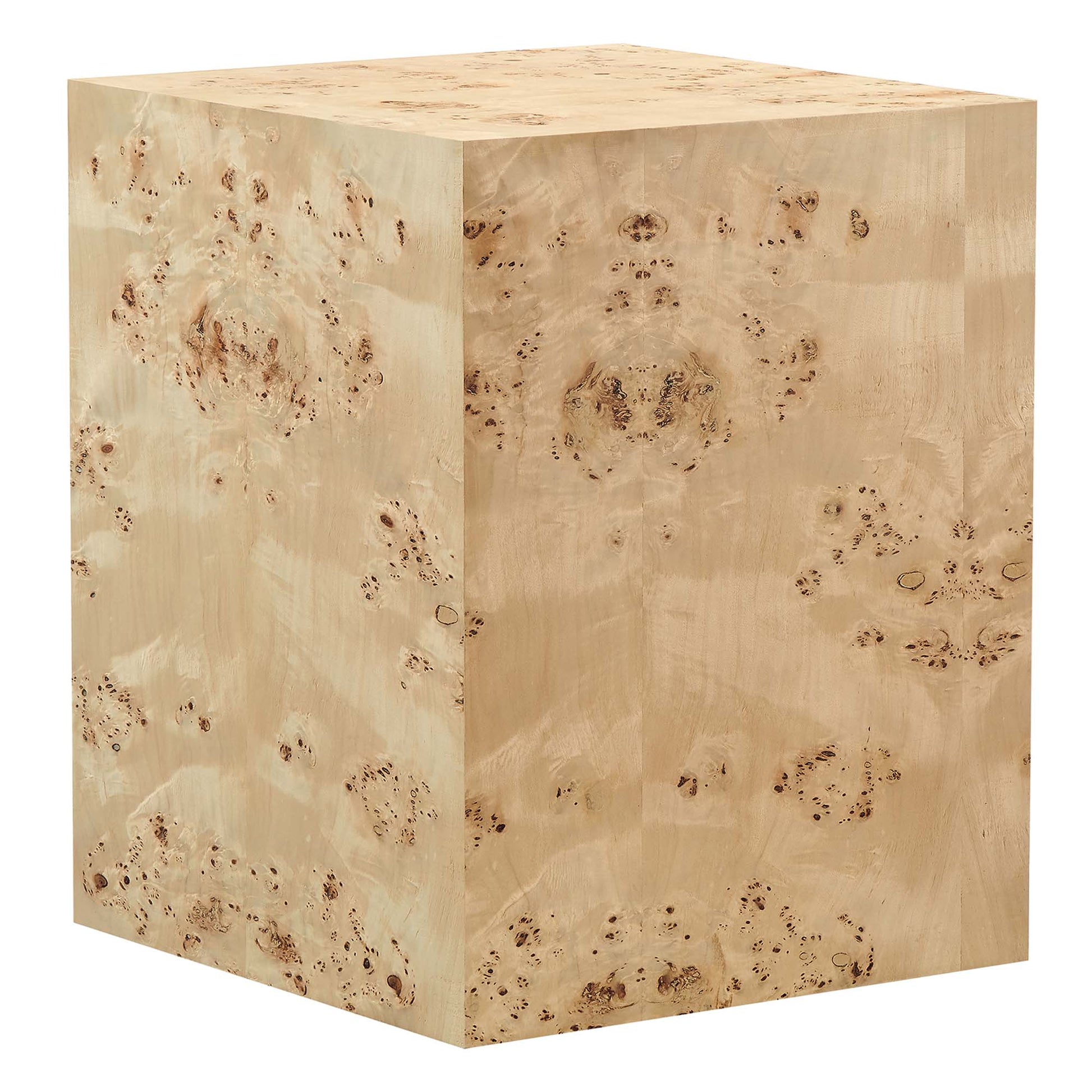 Cosmos 16" Square Burl Wood Side Table