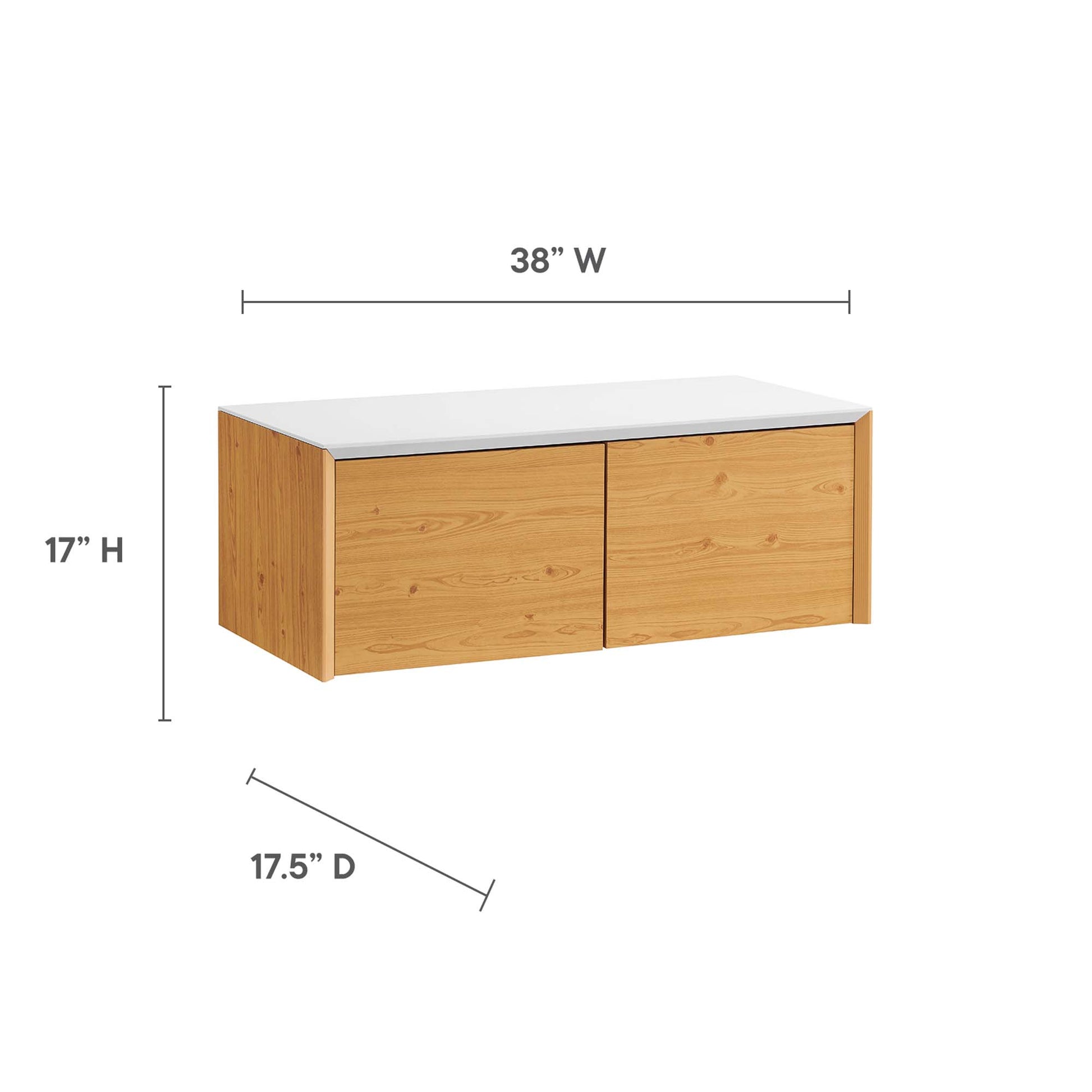 Kinetic 38" Wall-Mount Office Desk With Cabinet and Shelf