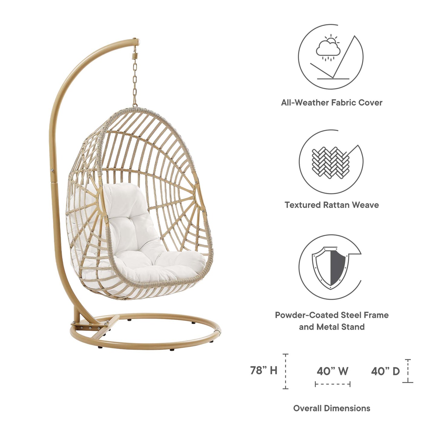 Amalie Wicker Rattan Outdoor Patio Rattan Swing Chair