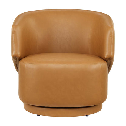 Celestia Vegan Leather Fabric and Wood Swivel Chair