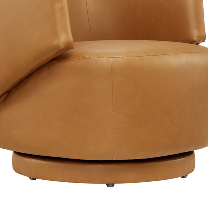 Celestia Vegan Leather Fabric and Wood Swivel Chair