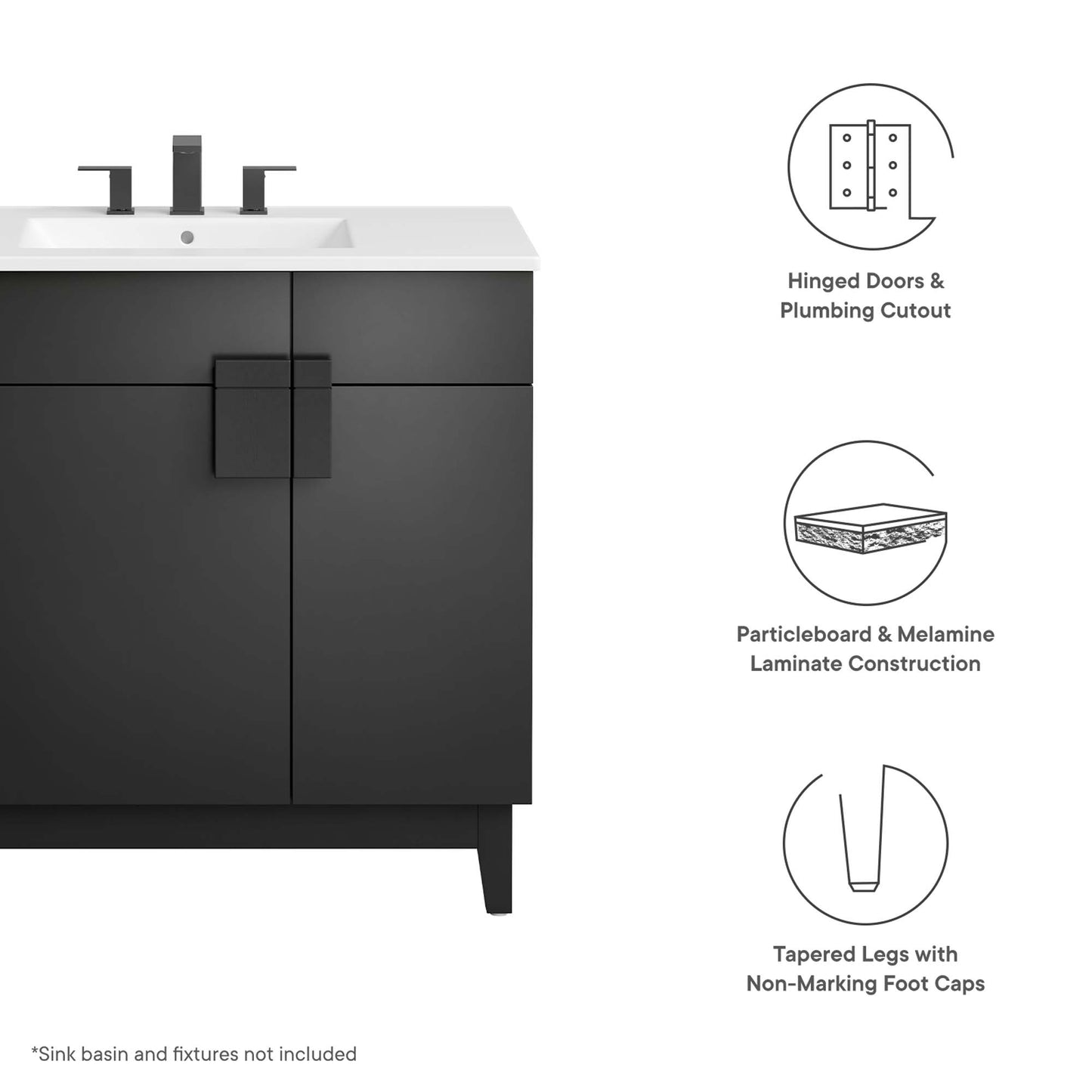 Miles 36” Bathroom Vanity Cabinet (Sink Basin Not Included)