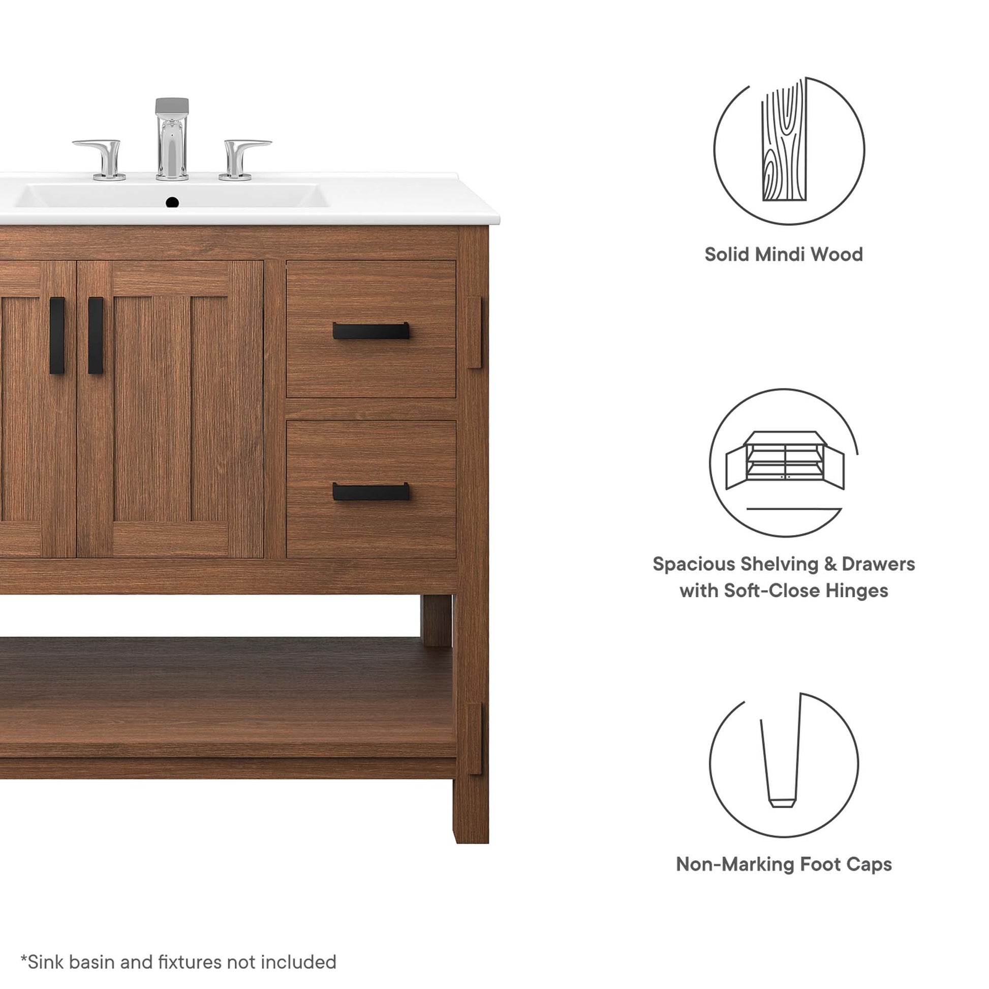 Ashlyn 36” Wood Bathroom Vanity Cabinet (Sink Basin Not Included)