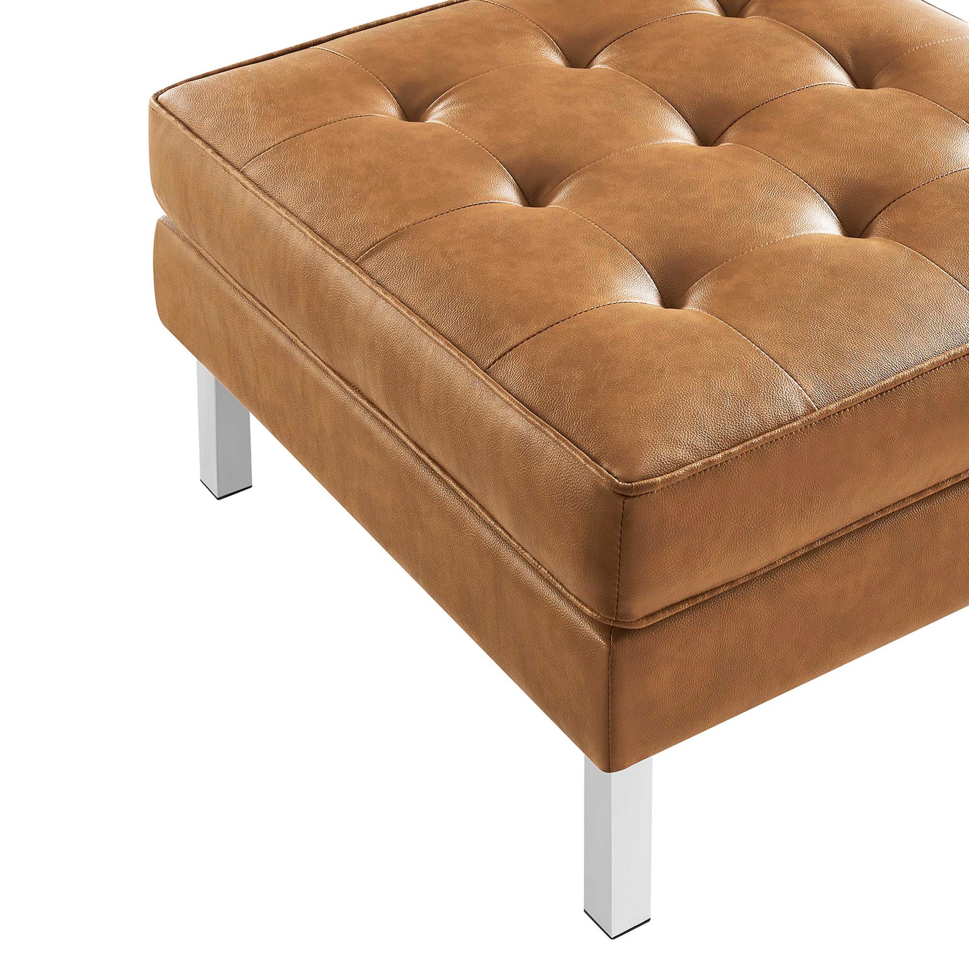 Loft Tufted Vegan Leather Armchair and Ottoman Set