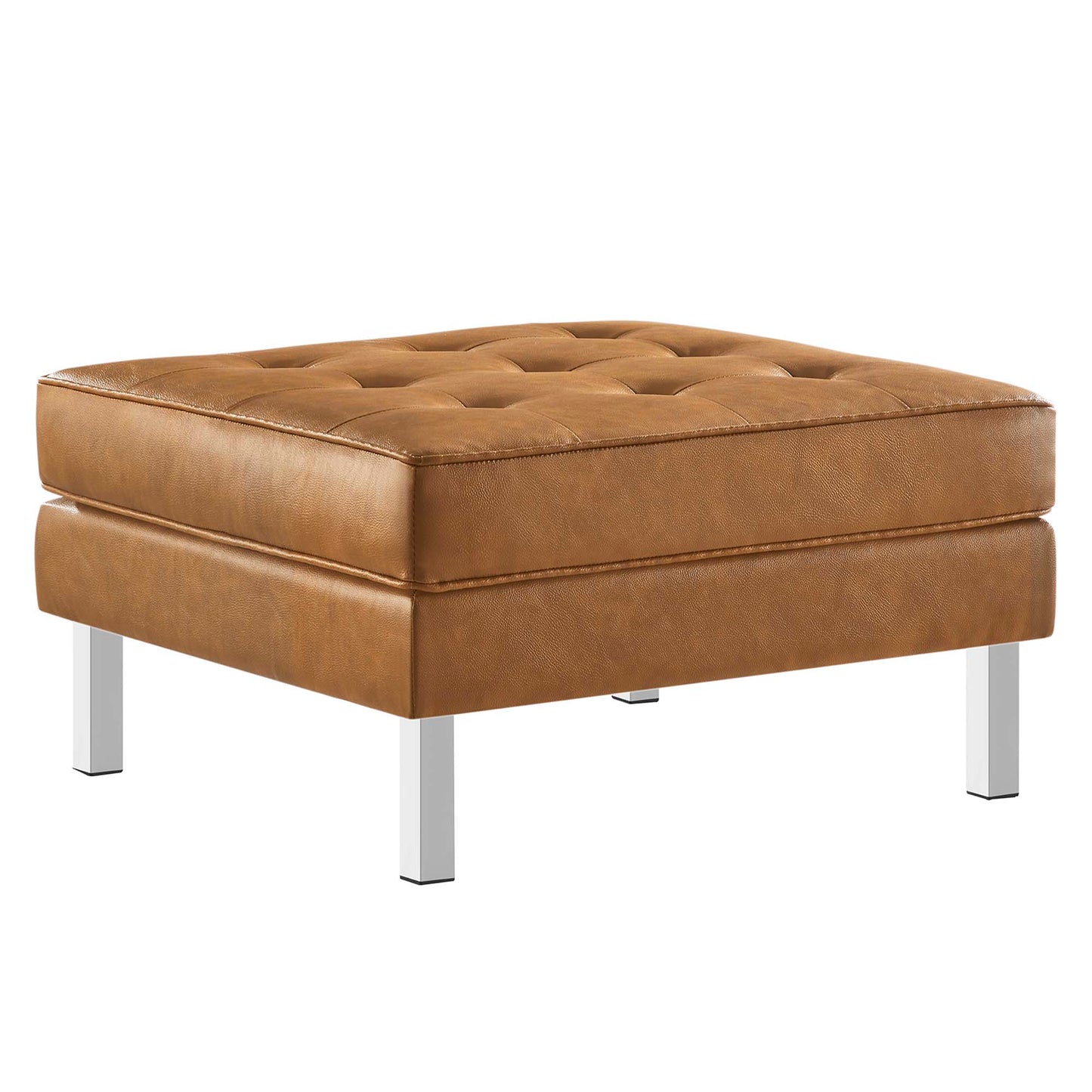 Loft Tufted Vegan Leather Sofa and Ottoman Set