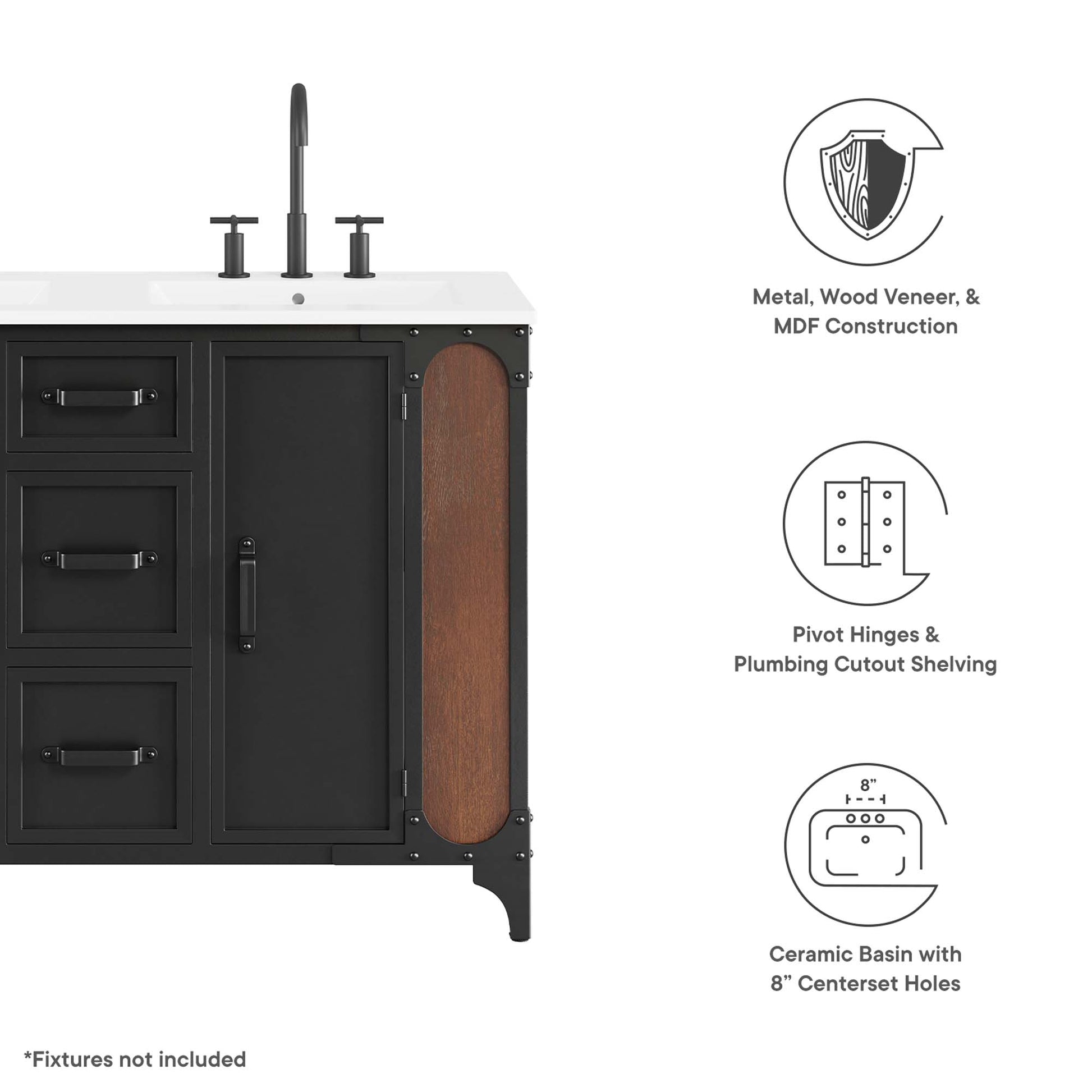 Steamforge 48" Double Sink Bathroom Vanity