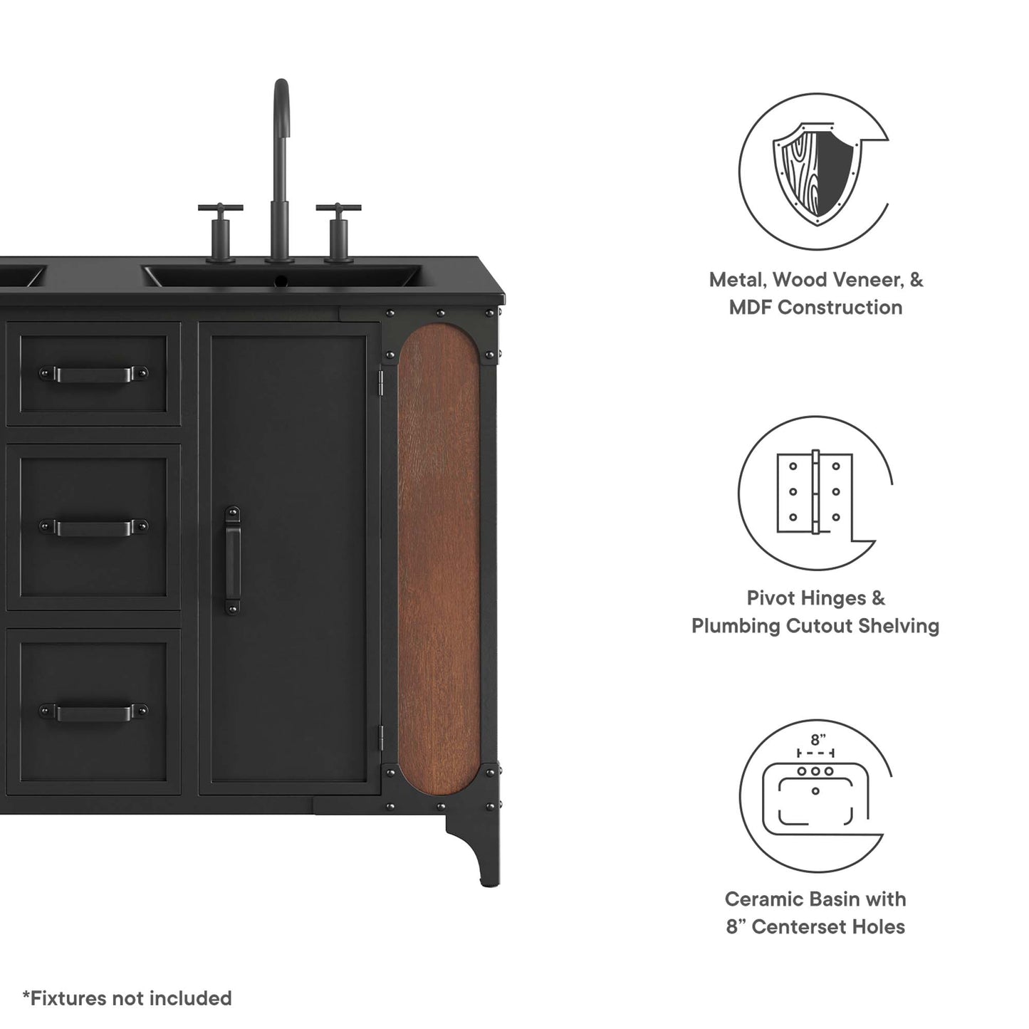 Steamforge 48" Double Sink Bathroom Vanity