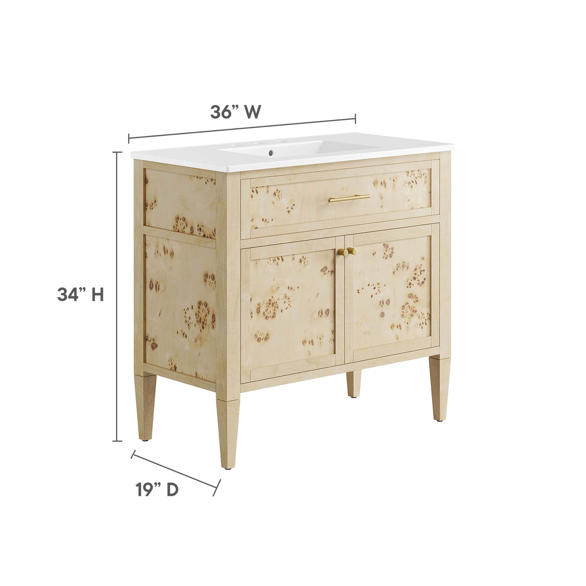 Elysian 36" Wood Bathroom Vanity