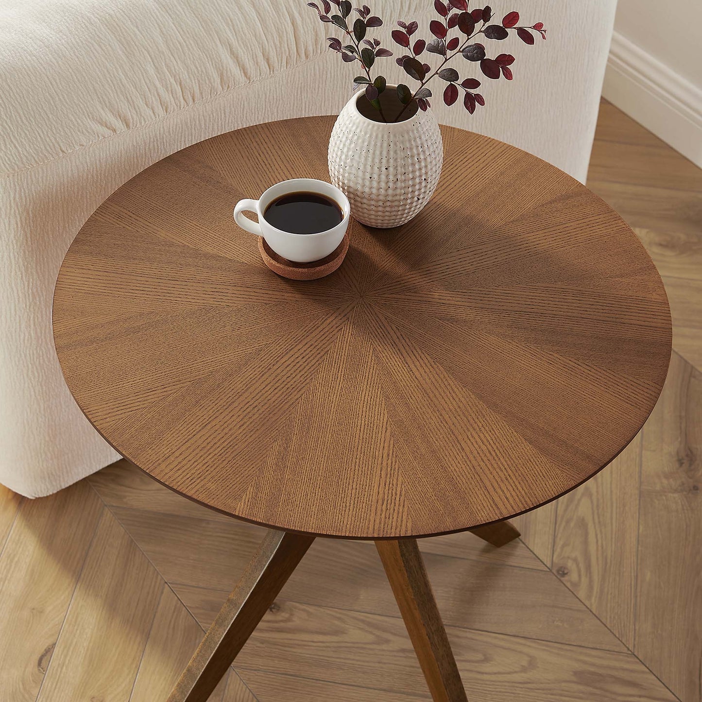 Crossroads 24” Round Wood Side Table