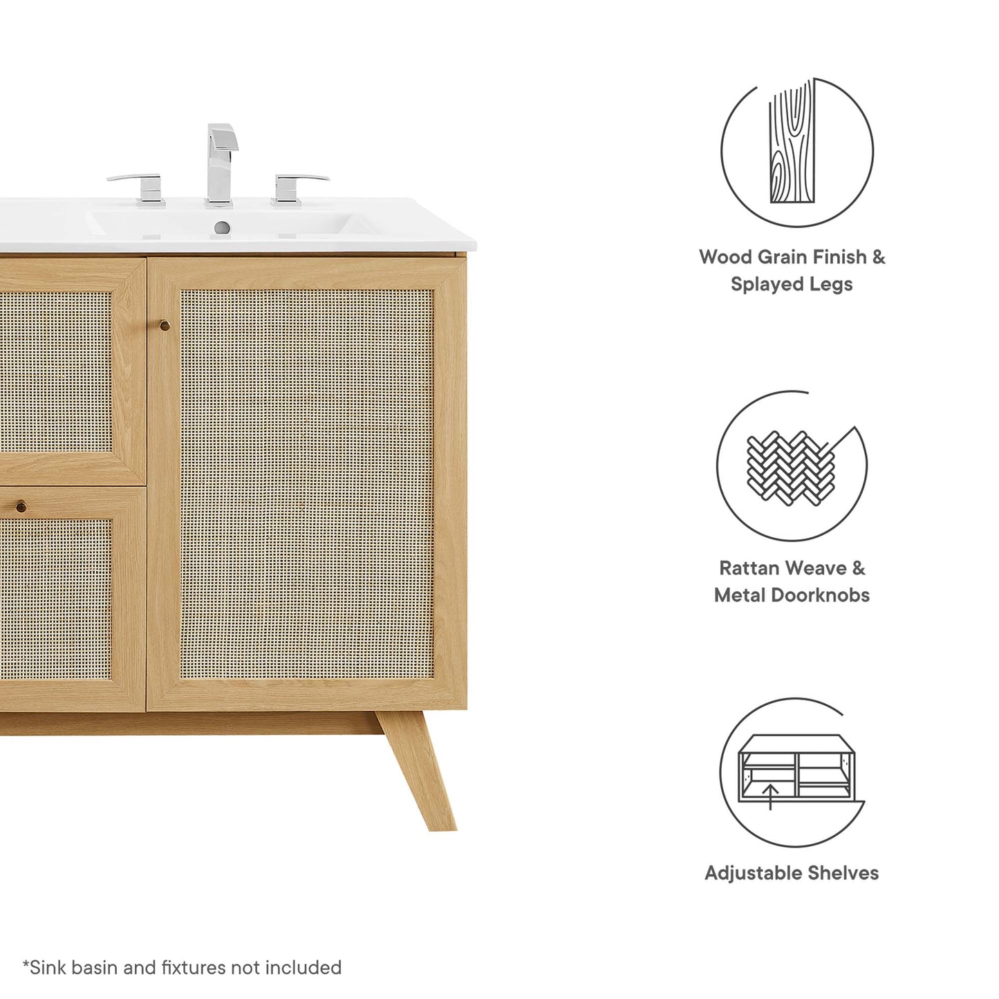 Soma 48” Single or Double Sink Compatible Bathroom Vanity Cabinet (Sink Basin Not Included)