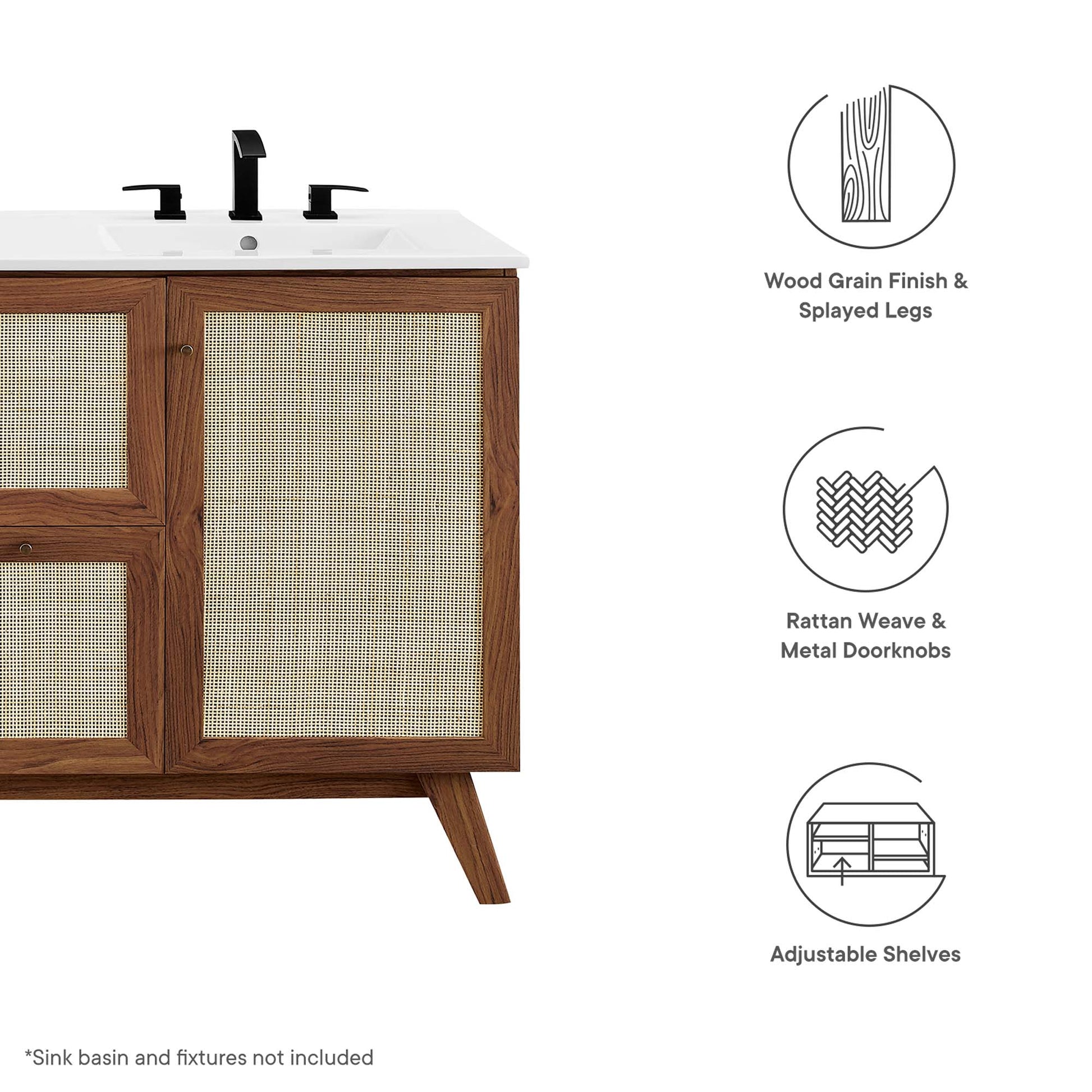 Soma 48” Single or Double Sink Compatible Bathroom Vanity Cabinet (Sink Basin Not Included)