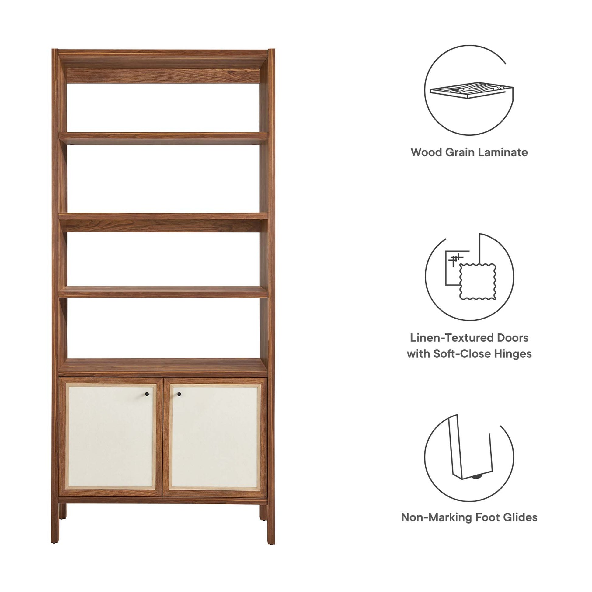 Capri 4-Shelf Wood Grain Bookcase