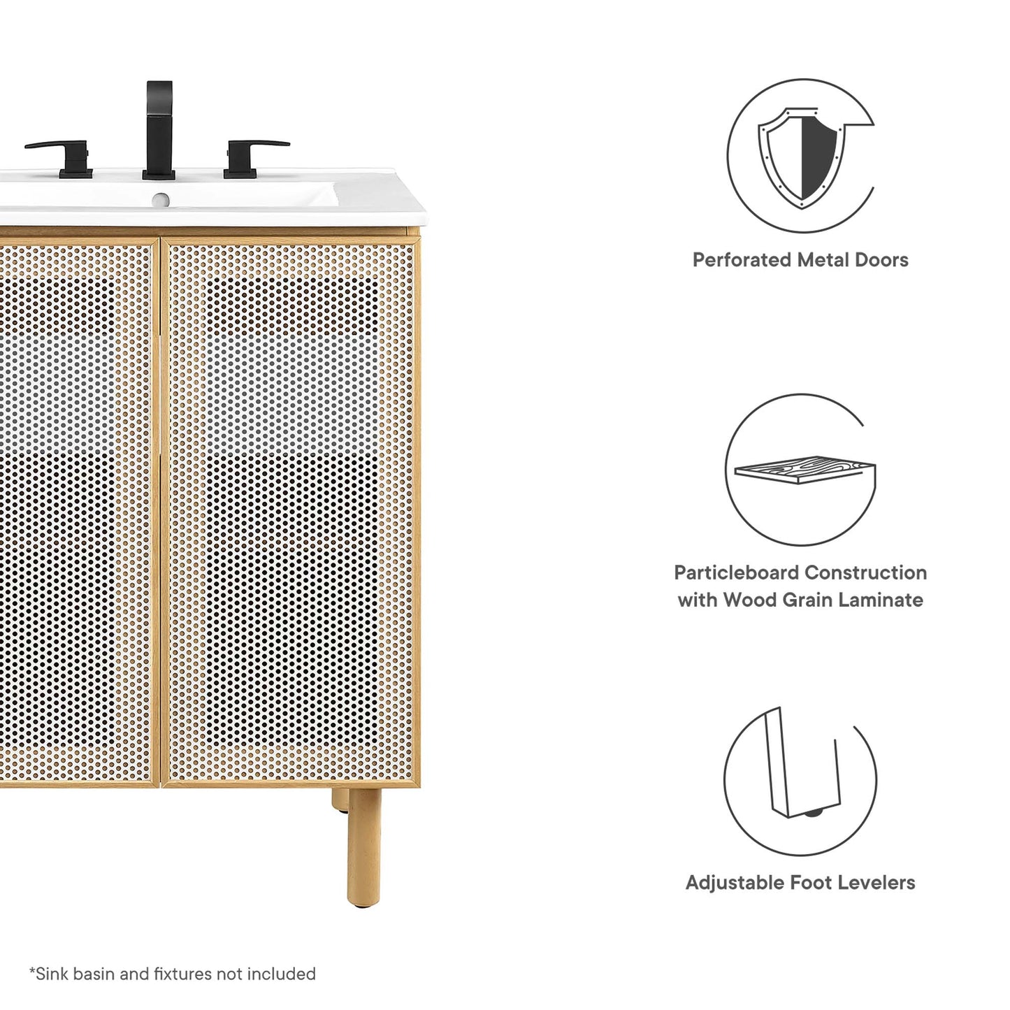 Calla 24" Perforated Metal Bathroom Vanity Cabinet (Sink Basin Not Included)