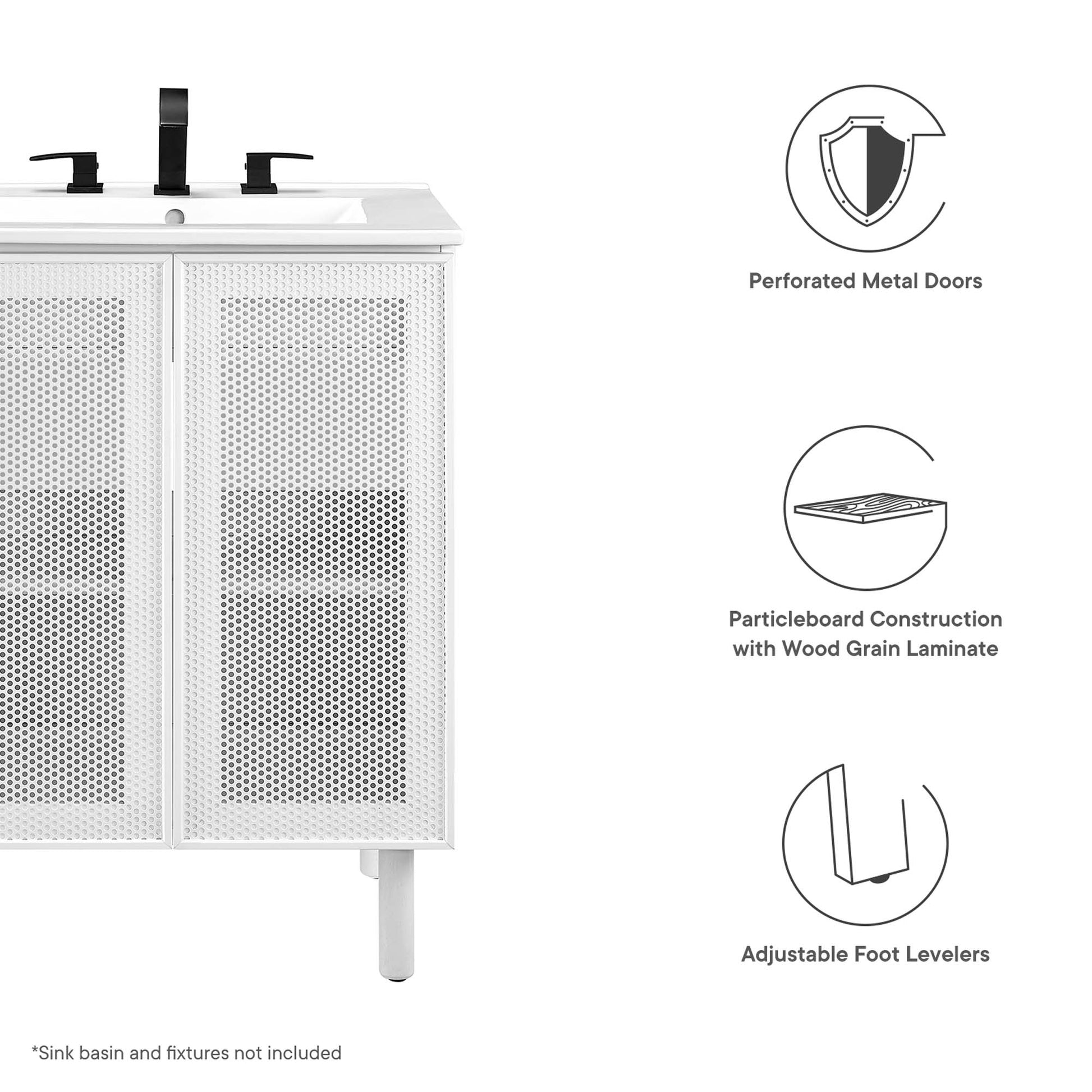 Calla 24" Perforated Metal Bathroom Vanity Cabinet (Sink Basin Not Included)