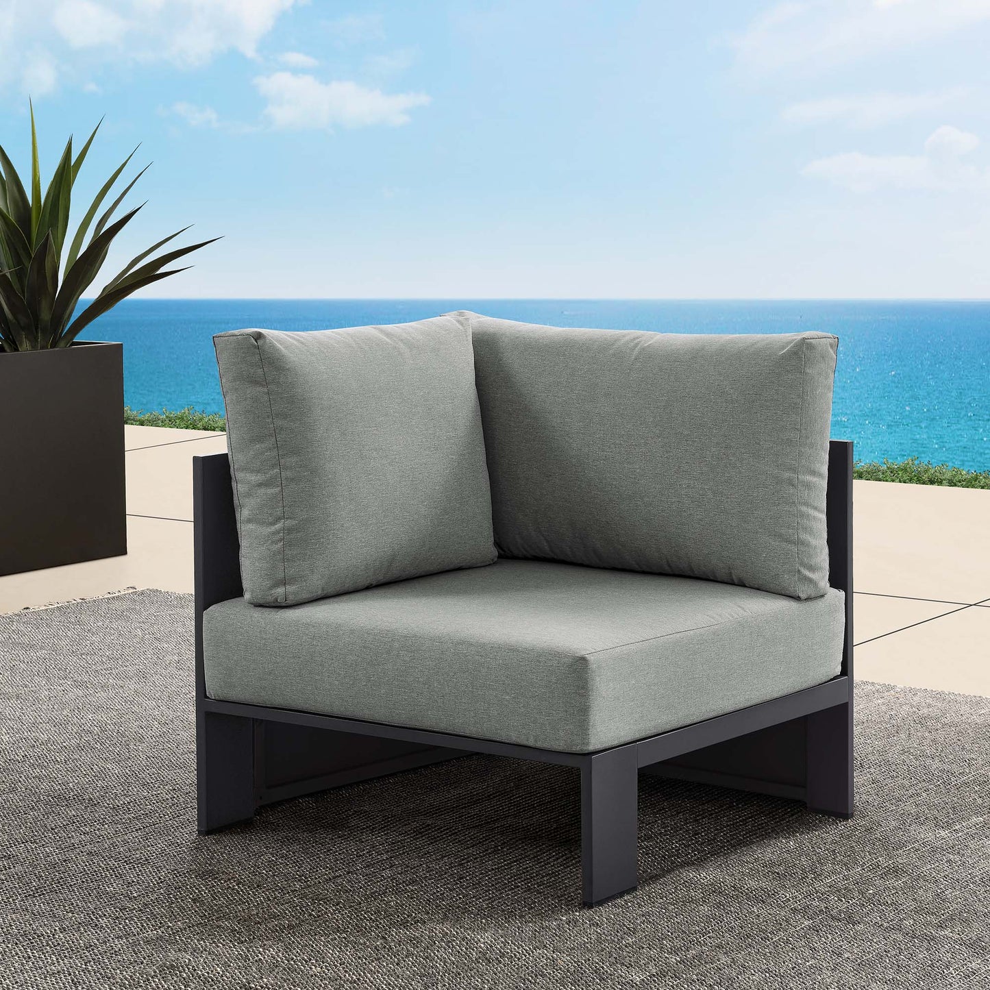 Tahoe Outdoor Patio Powder-Coated Aluminum Modular Corner Chair