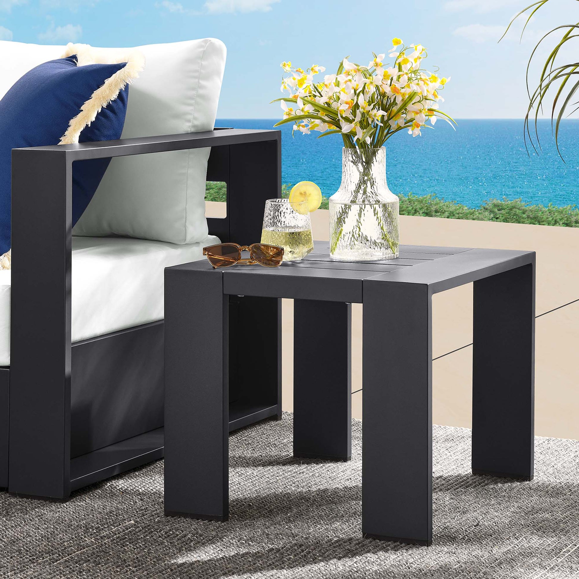 Tahoe Outdoor Patio Powder-Coated Aluminum End Table