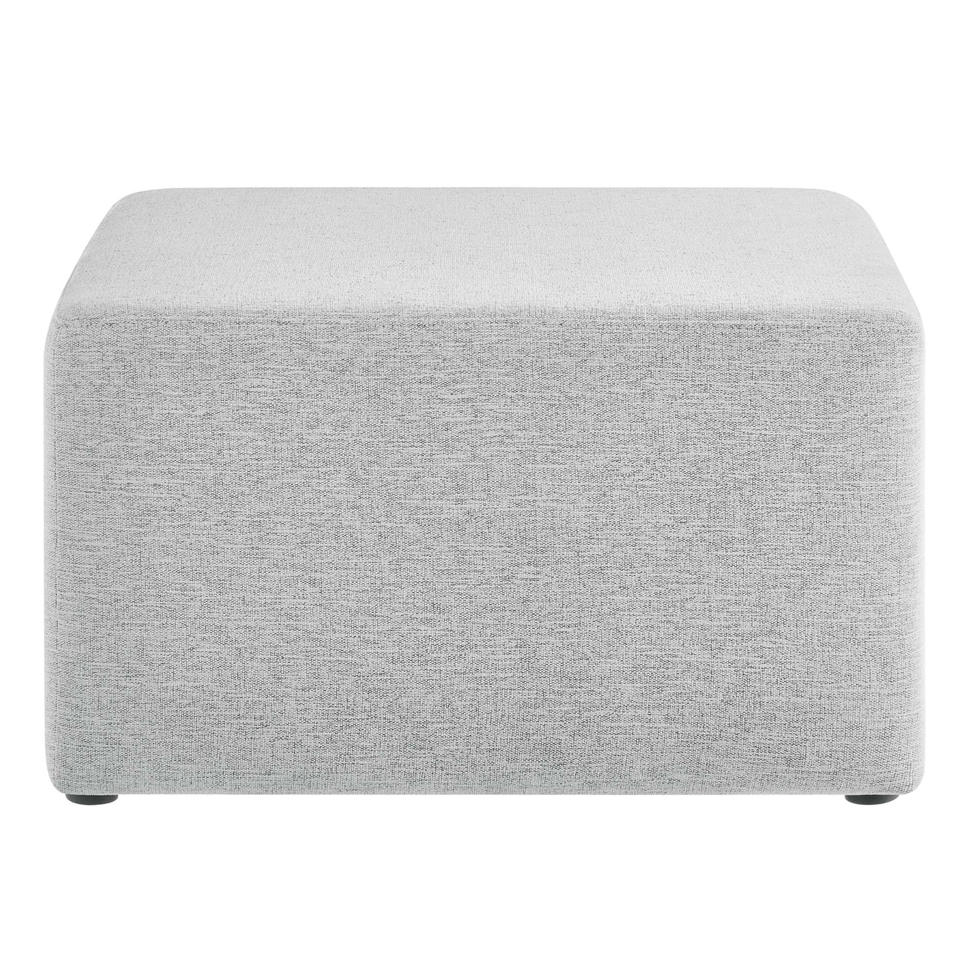 Callum Large 28" Square Woven Heathered Fabric Upholstered Ottoman