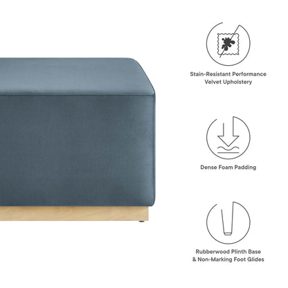 Tilden Large 28" Square Performance Velvet Upholstered Ottoman