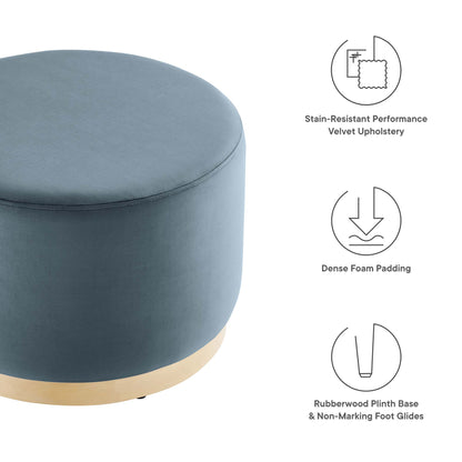 Tilden Large 23" Round Performance Velvet Upholstered Ottoman