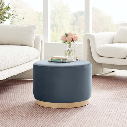 Tilden Large 23" Round Performance Velvet Upholstered Ottoman