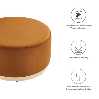 Tilden Large 29" Round Performance Velvet Upholstered Ottoman