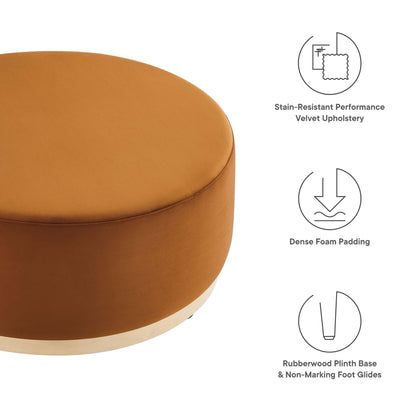 Tilden Large 38" Round Performance Velvet Upholstered Ottoman