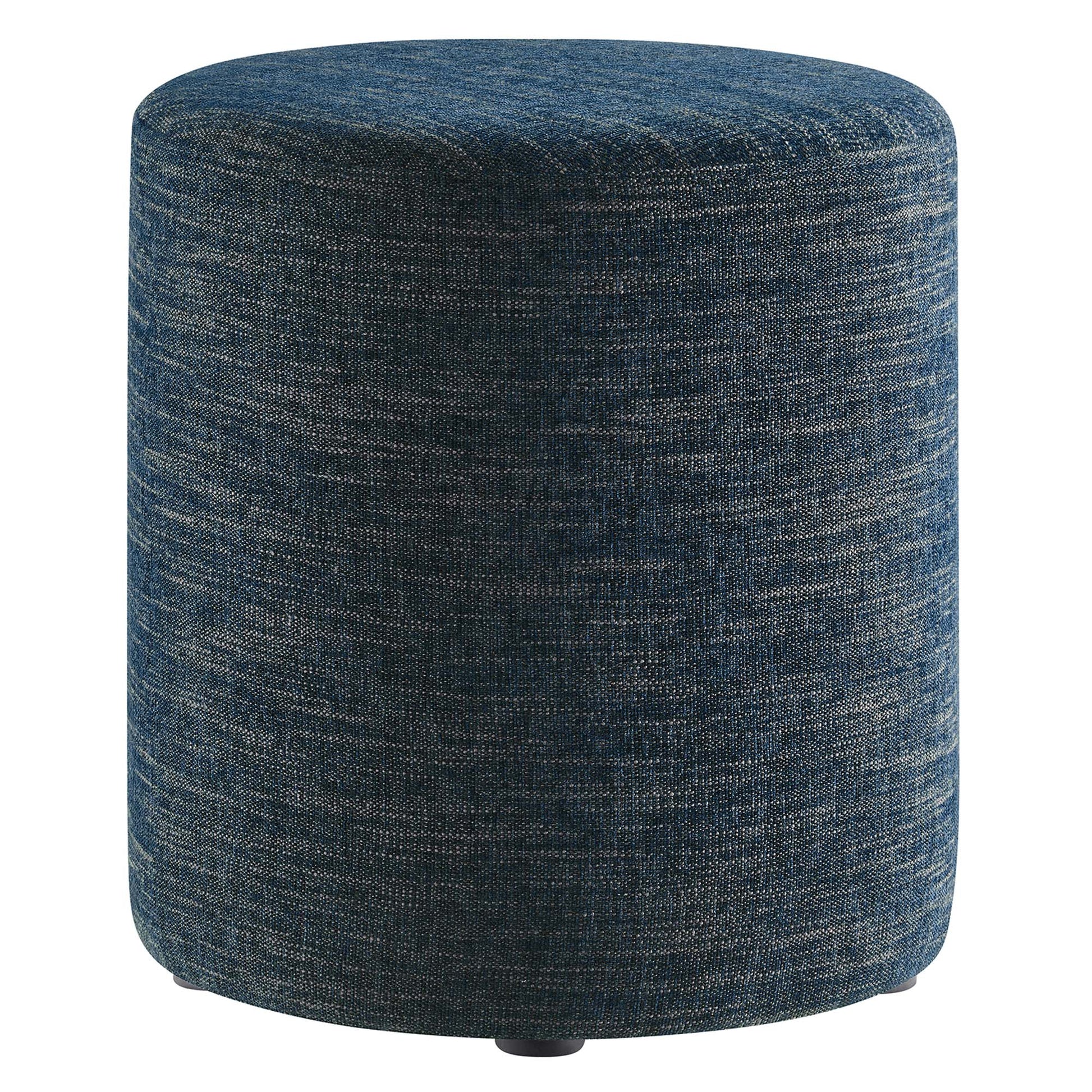 Callum 16" Round Woven Heathered Fabric Upholstered Ottoman