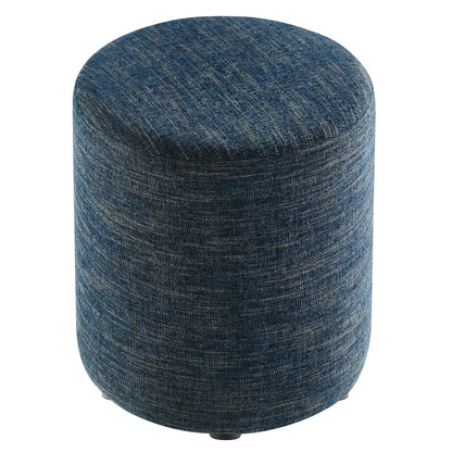 Callum 16" Round Woven Heathered Fabric Upholstered Ottoman