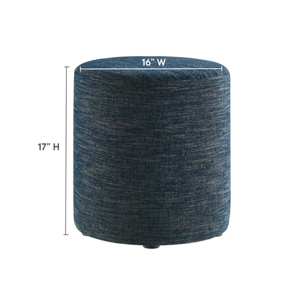 Callum 16" Round Woven Heathered Fabric Upholstered Ottoman