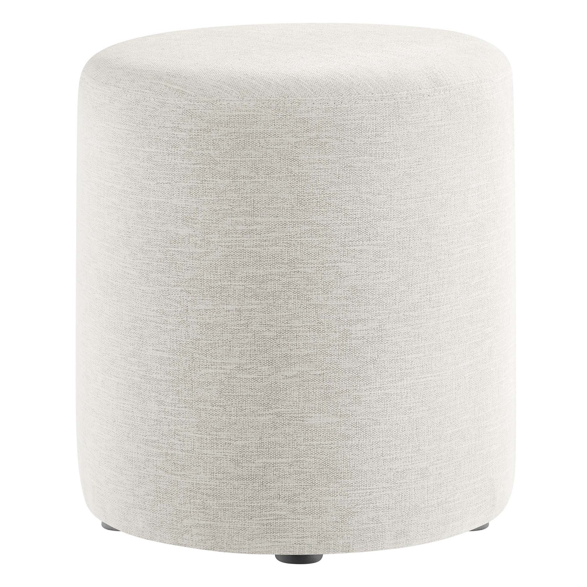 Callum 16" Round Woven Heathered Fabric Upholstered Ottoman