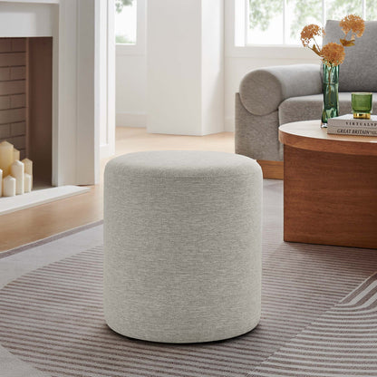 Callum 16" Round Woven Heathered Fabric Upholstered Ottoman