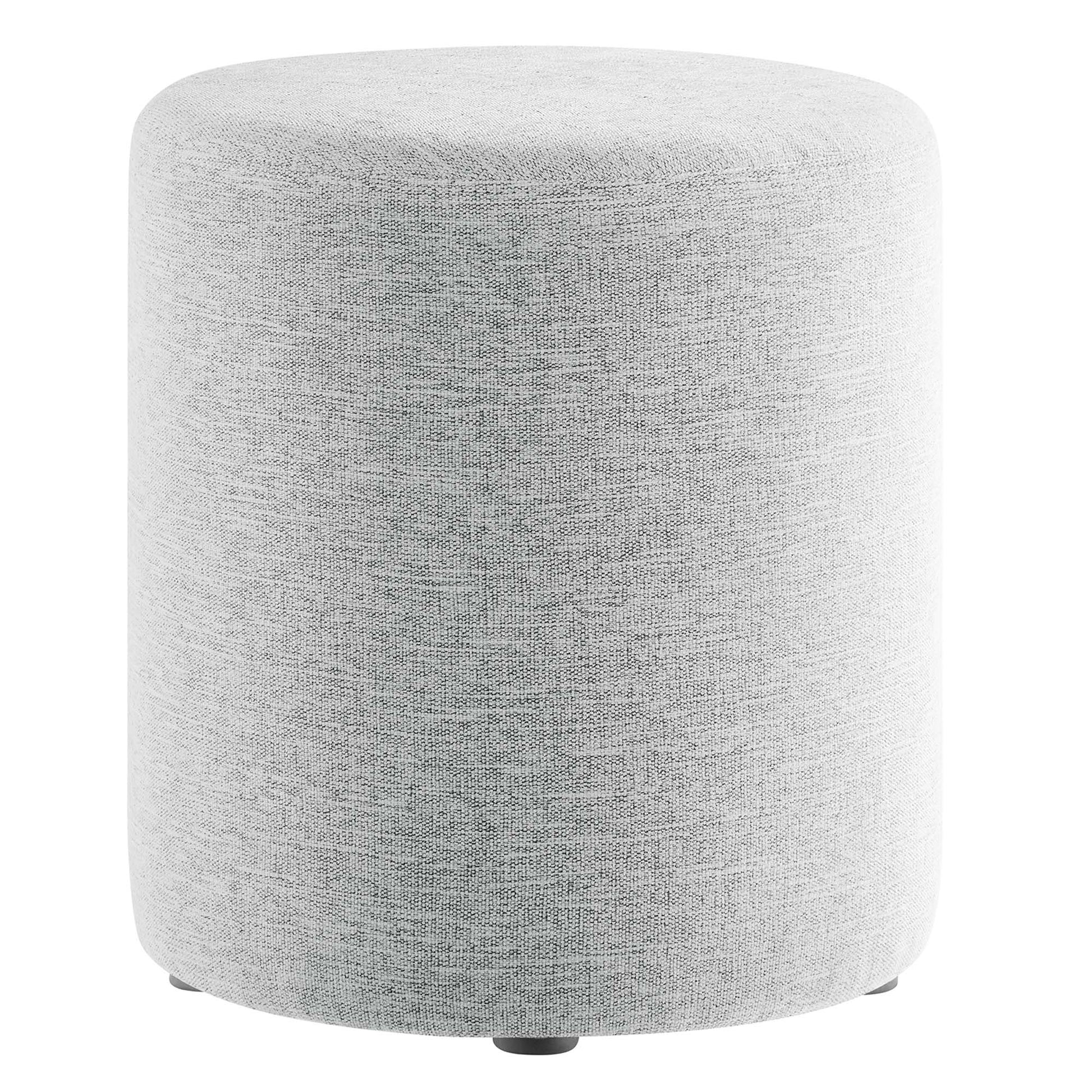 Callum 16" Round Woven Heathered Fabric Upholstered Ottoman