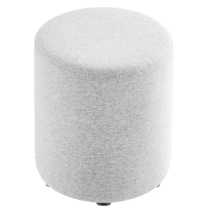 Callum 16" Round Woven Heathered Fabric Upholstered Ottoman