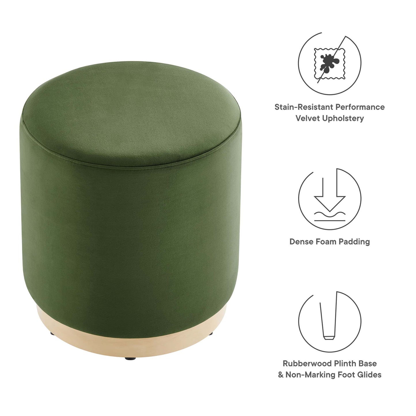 Tilden 16" Round Performance Velvet Upholstered Ottoman