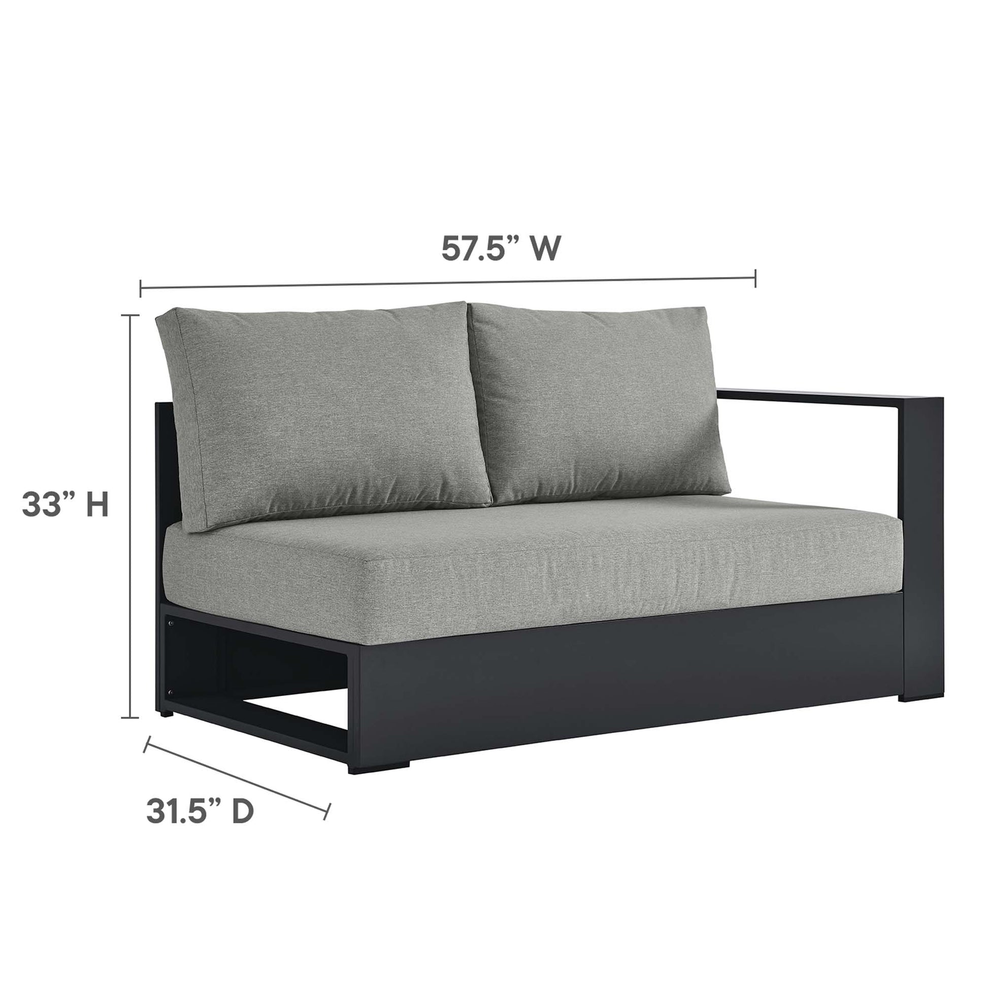 Tahoe Outdoor Patio Powder-Coated Aluminum 5-Piece Sectional Sofa Set