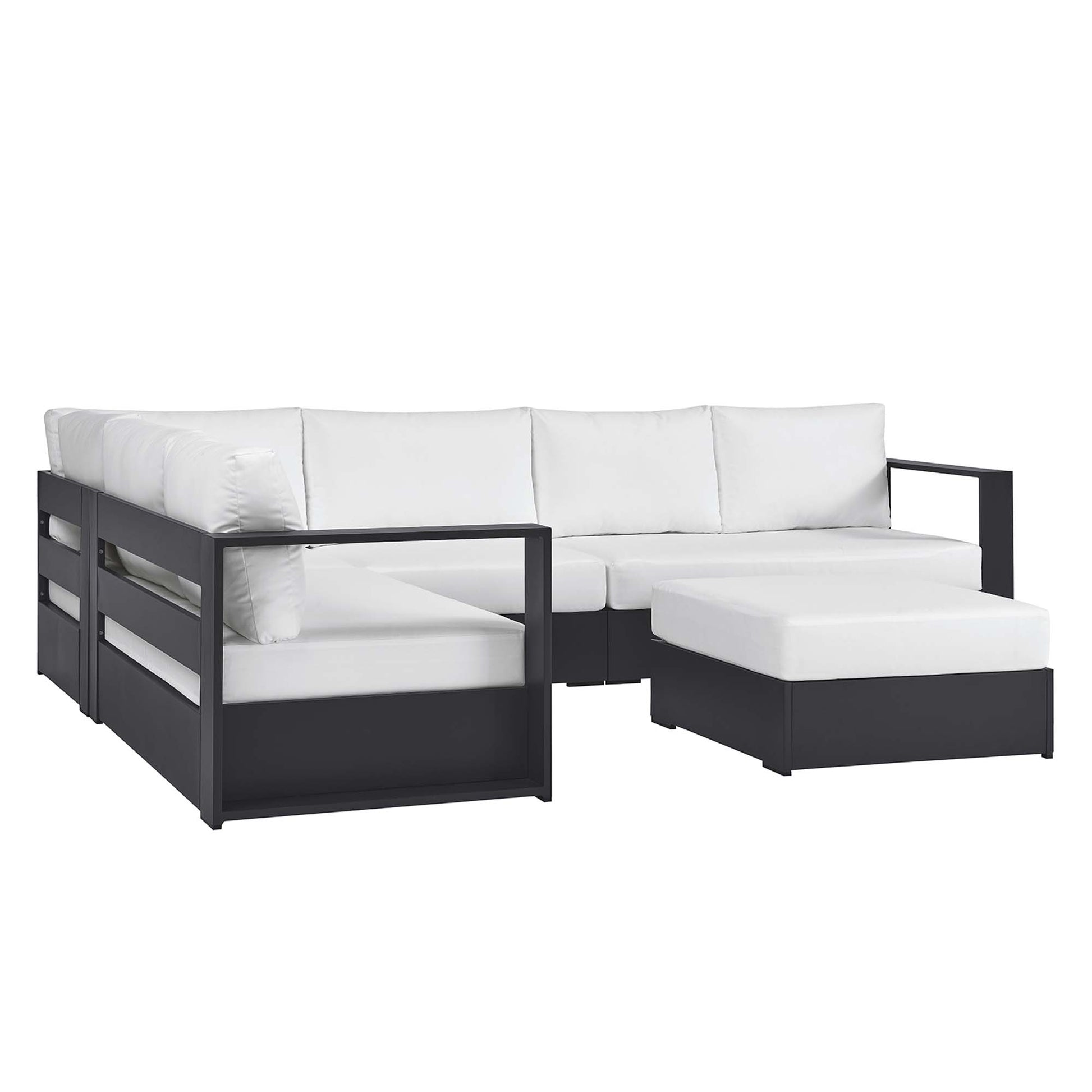 Tahoe Outdoor Patio Powder-Coated Aluminum 5-Piece Sectional Sofa Set