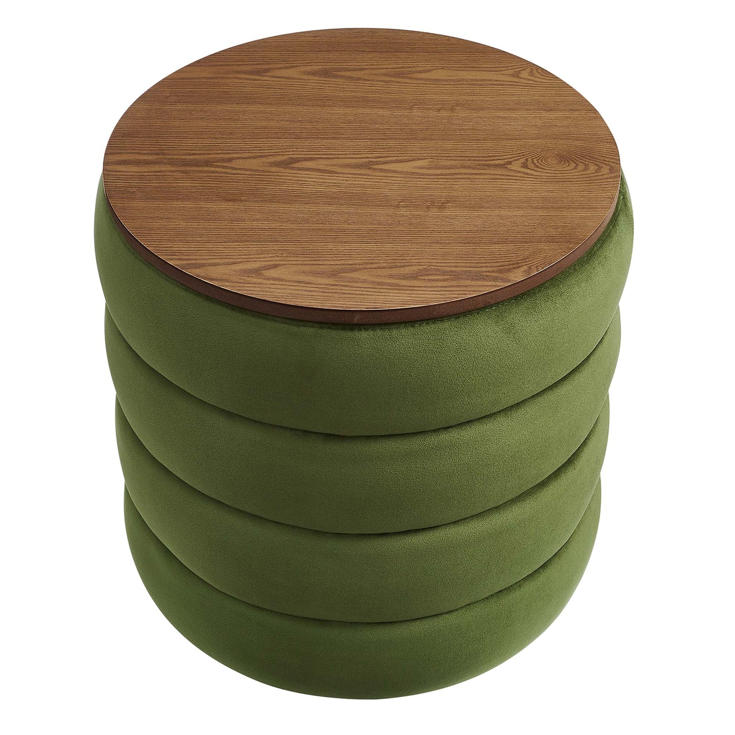 Mezzo Round Performance Velvet Storage Ottoman