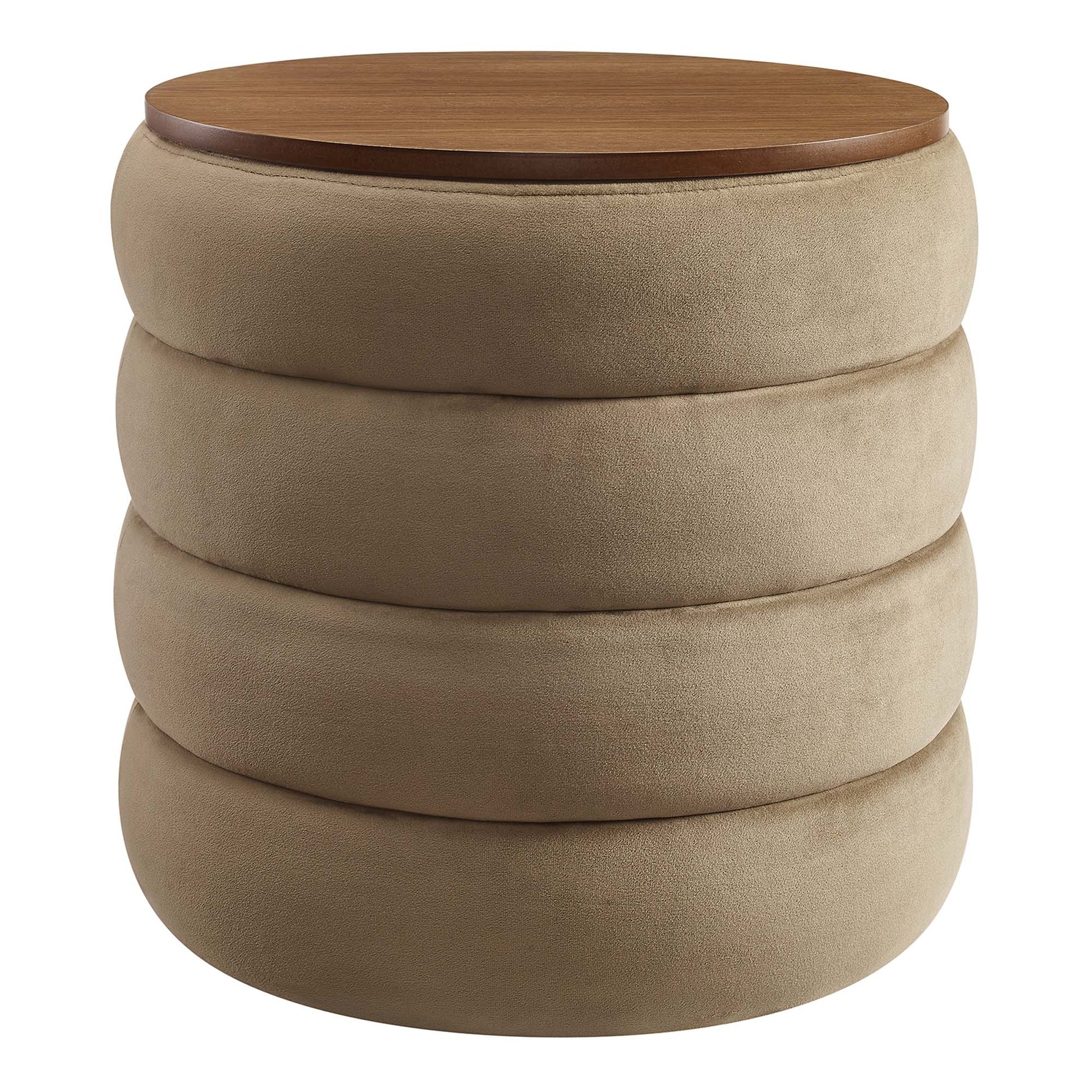 Mezzo Round Performance Velvet Storage Ottoman