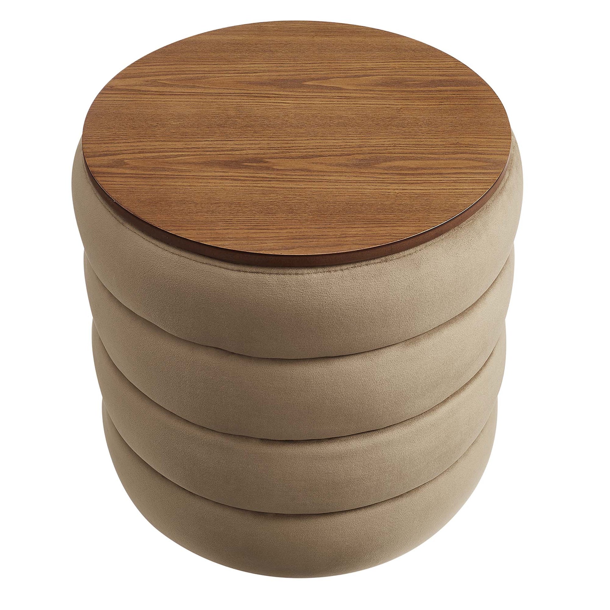 Mezzo Round Performance Velvet Storage Ottoman